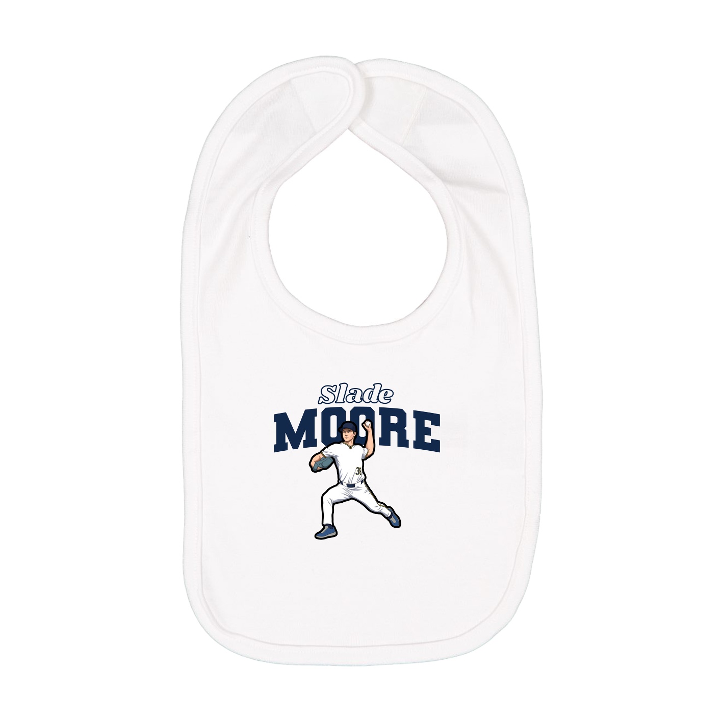 Infant Bib — Name Arch in White