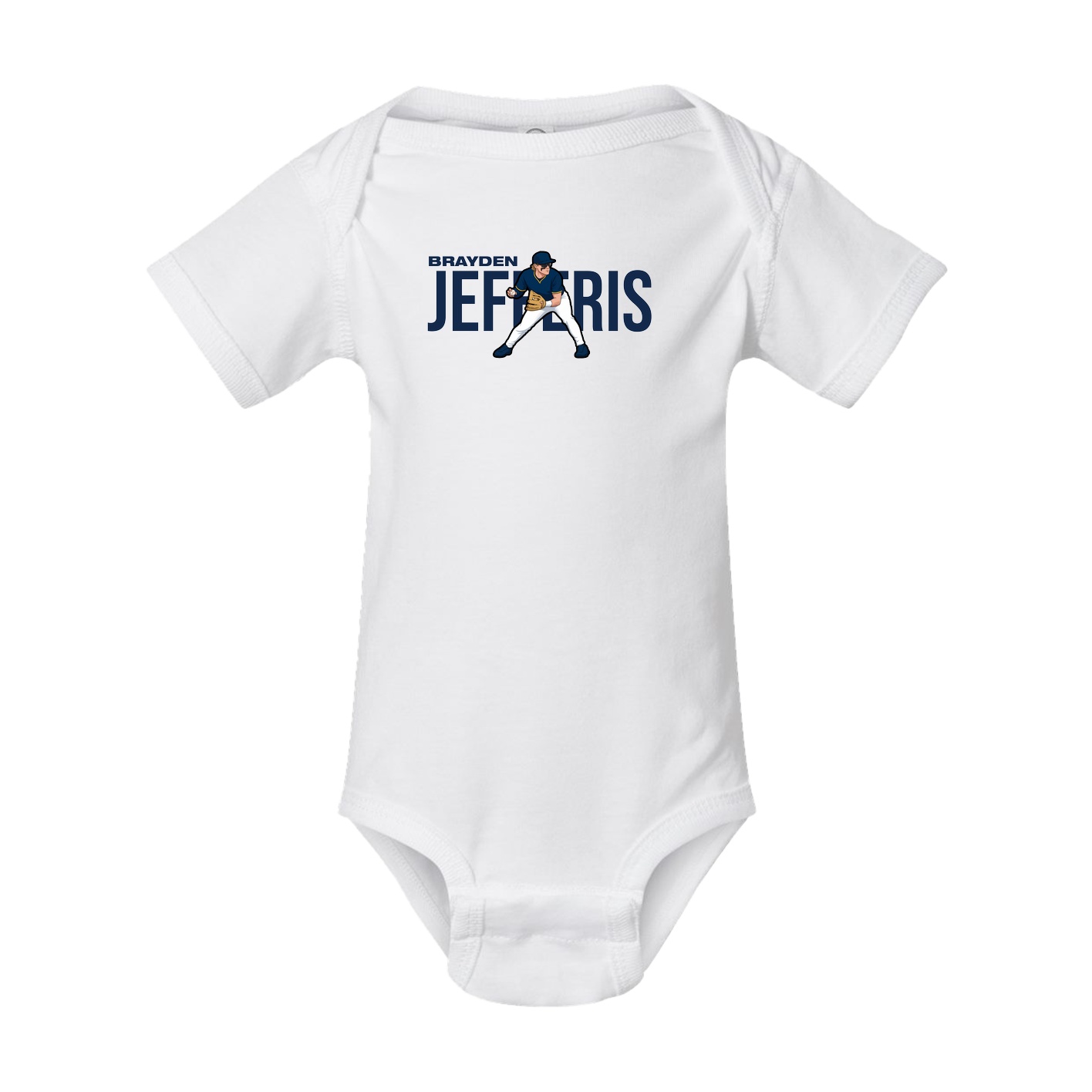 Baby Onesie — Player Name in White