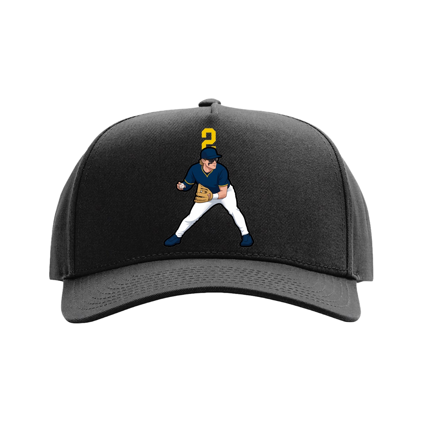Full Fabric Five-Panel Champ Cap — Number Top in Black