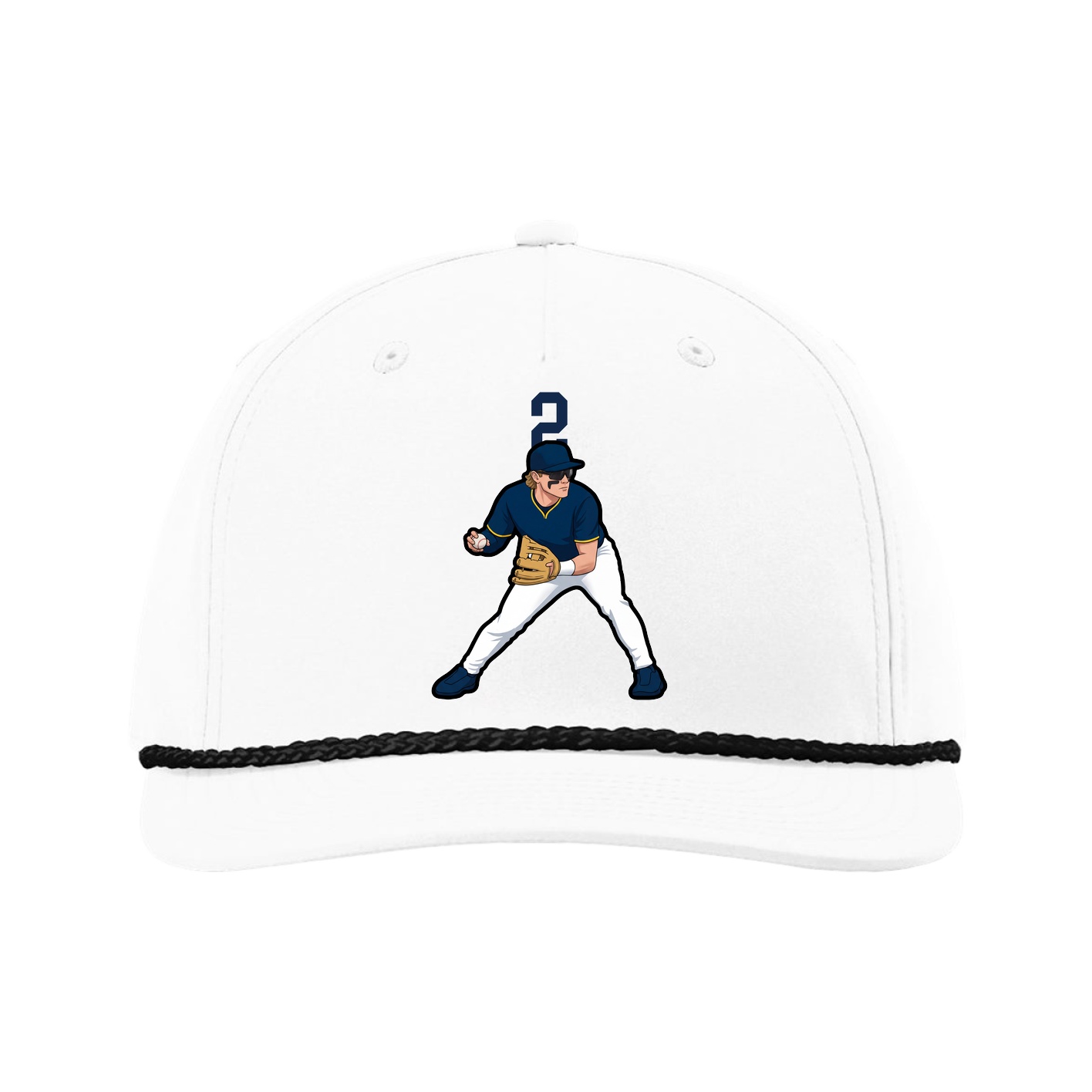Five-Panel Classic Rope Cap — Number Top in White