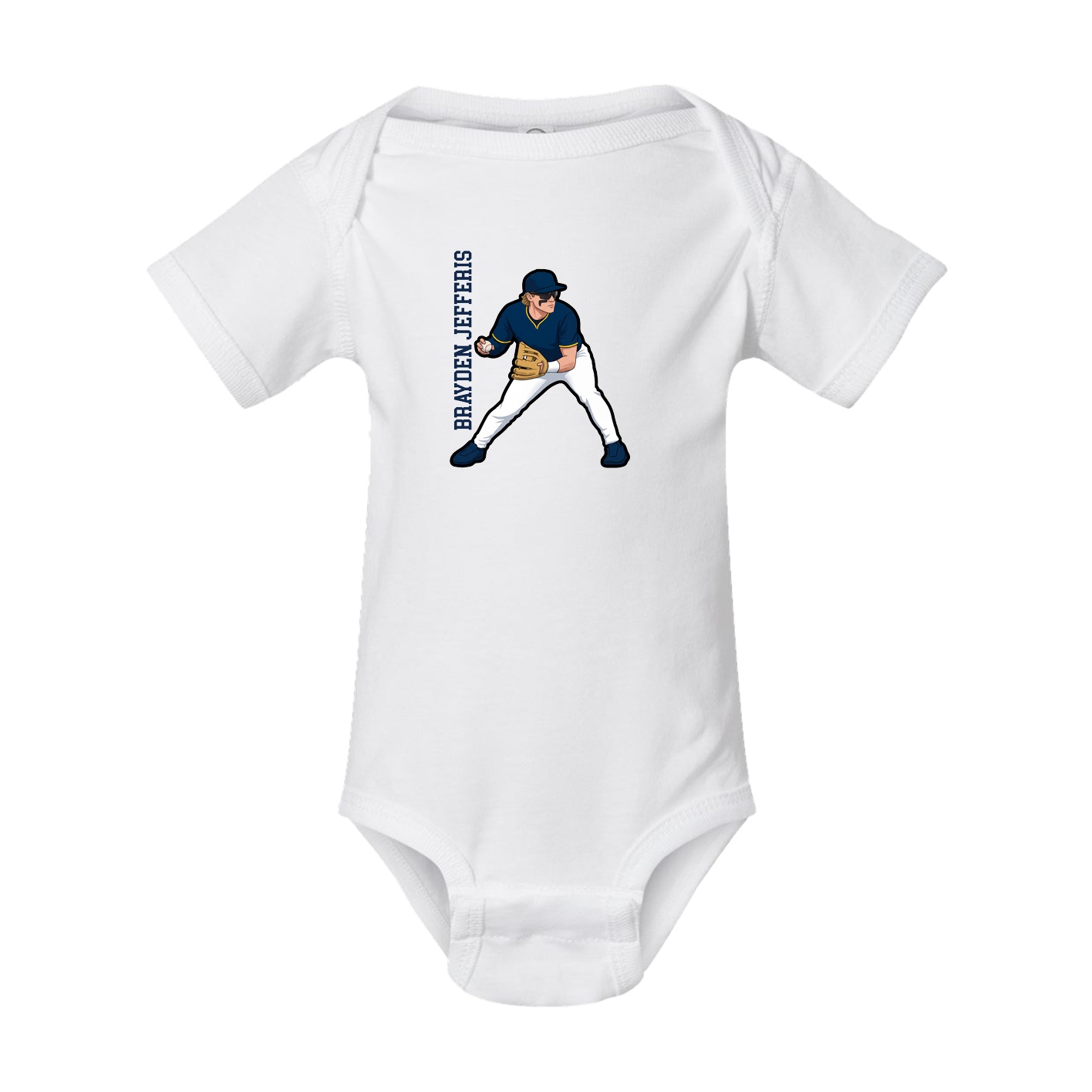Baby Onesie — Name Vertical in White
