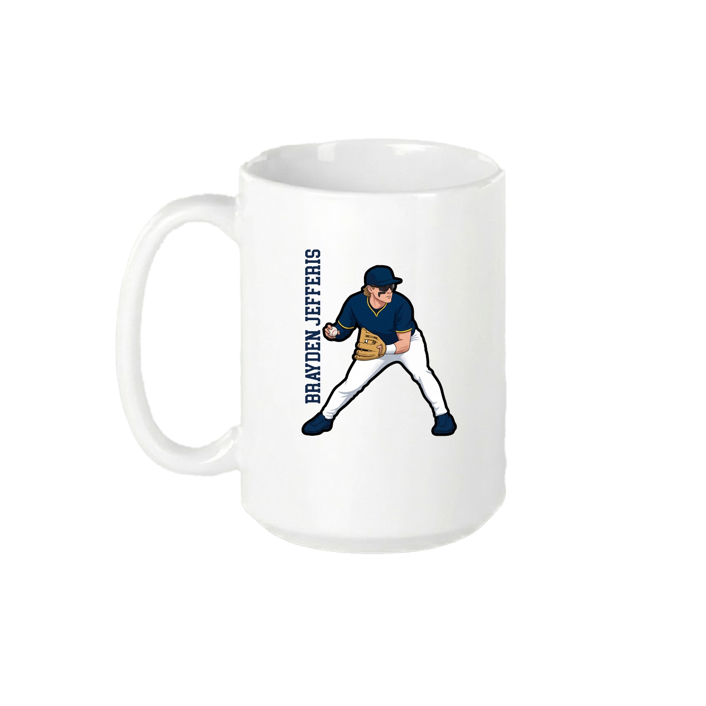 15oz Coffee Mug — Name Vertical in White