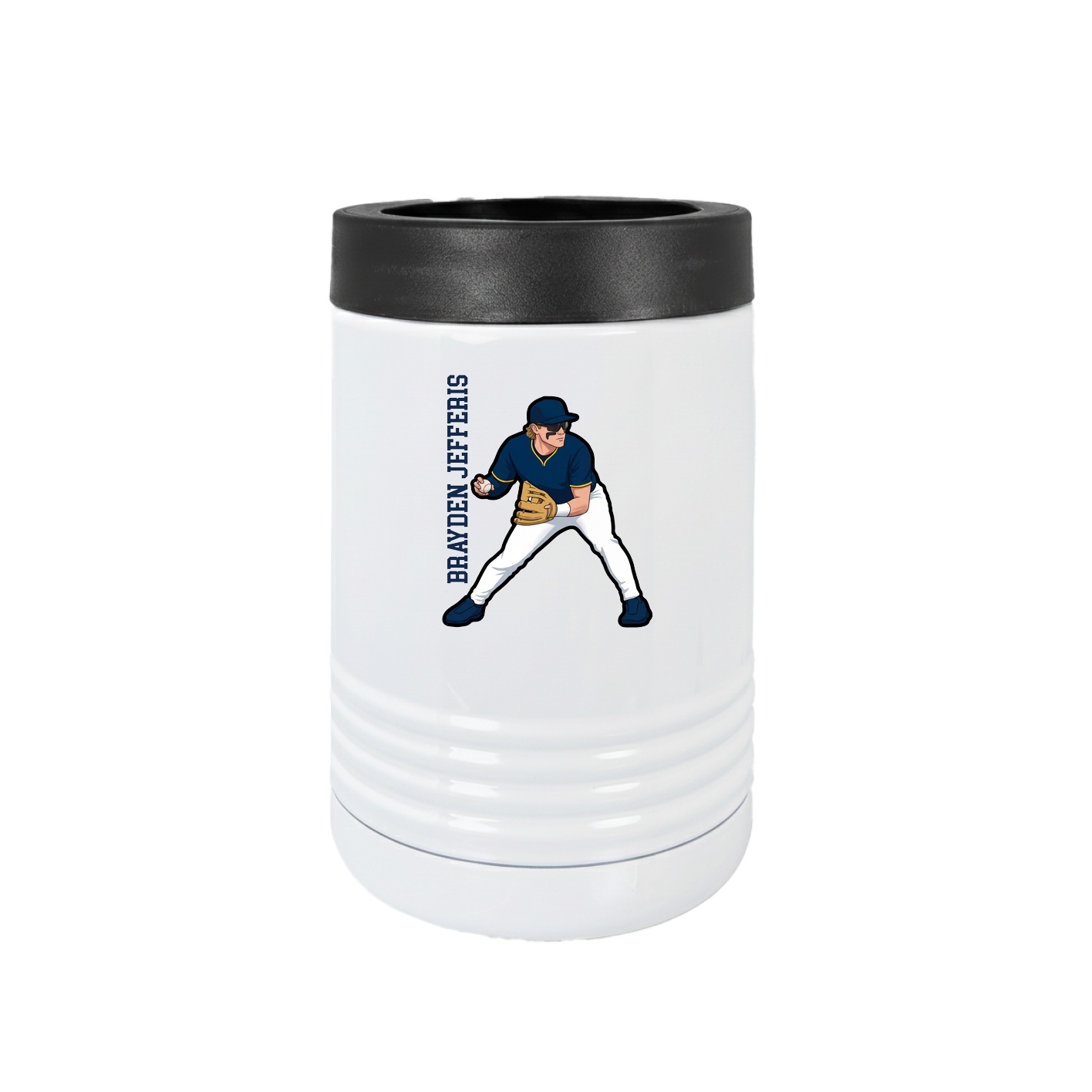 Beverage Holder — Name Vertical in White