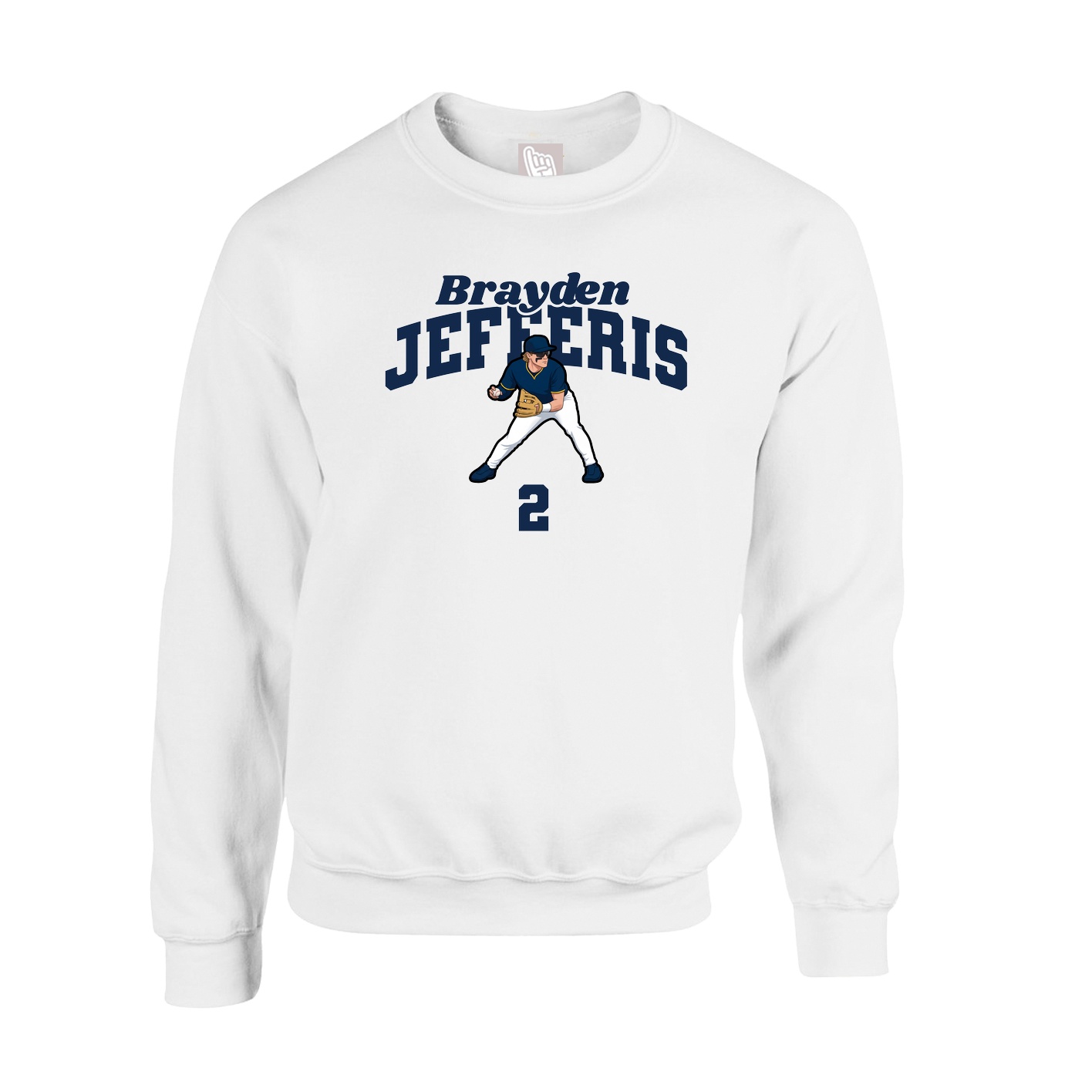 Fleece Crew — Signature Arch in White