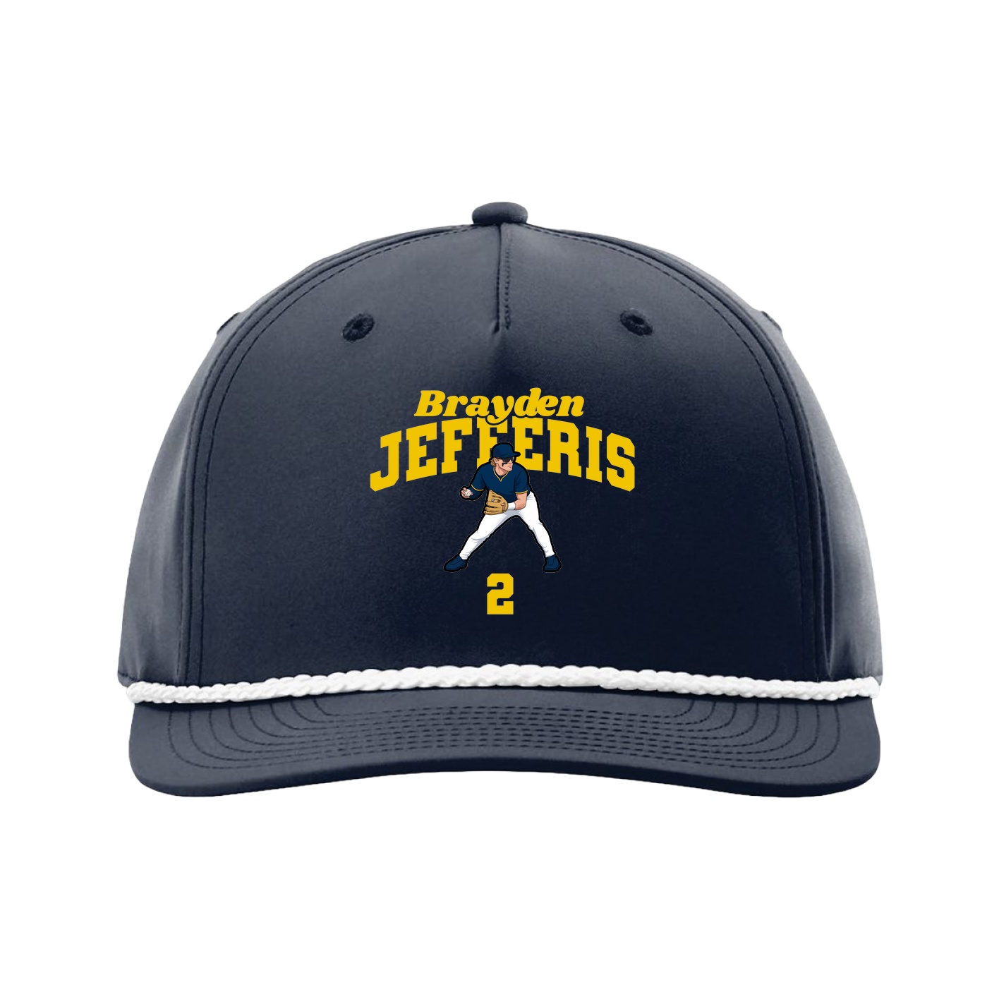 Five-Panel Classic Rope Cap — Signature Arch in Navy