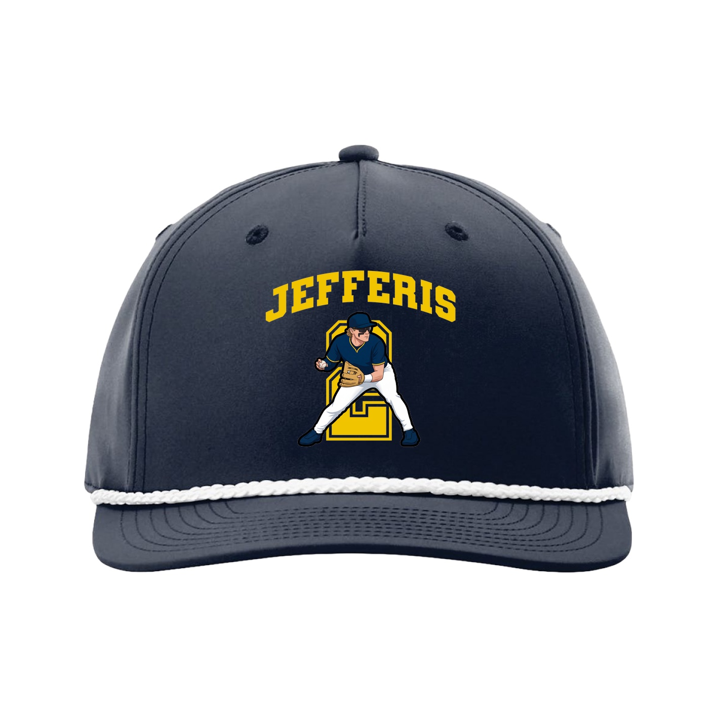 Five-Panel Classic Rope Cap — Number in Navy