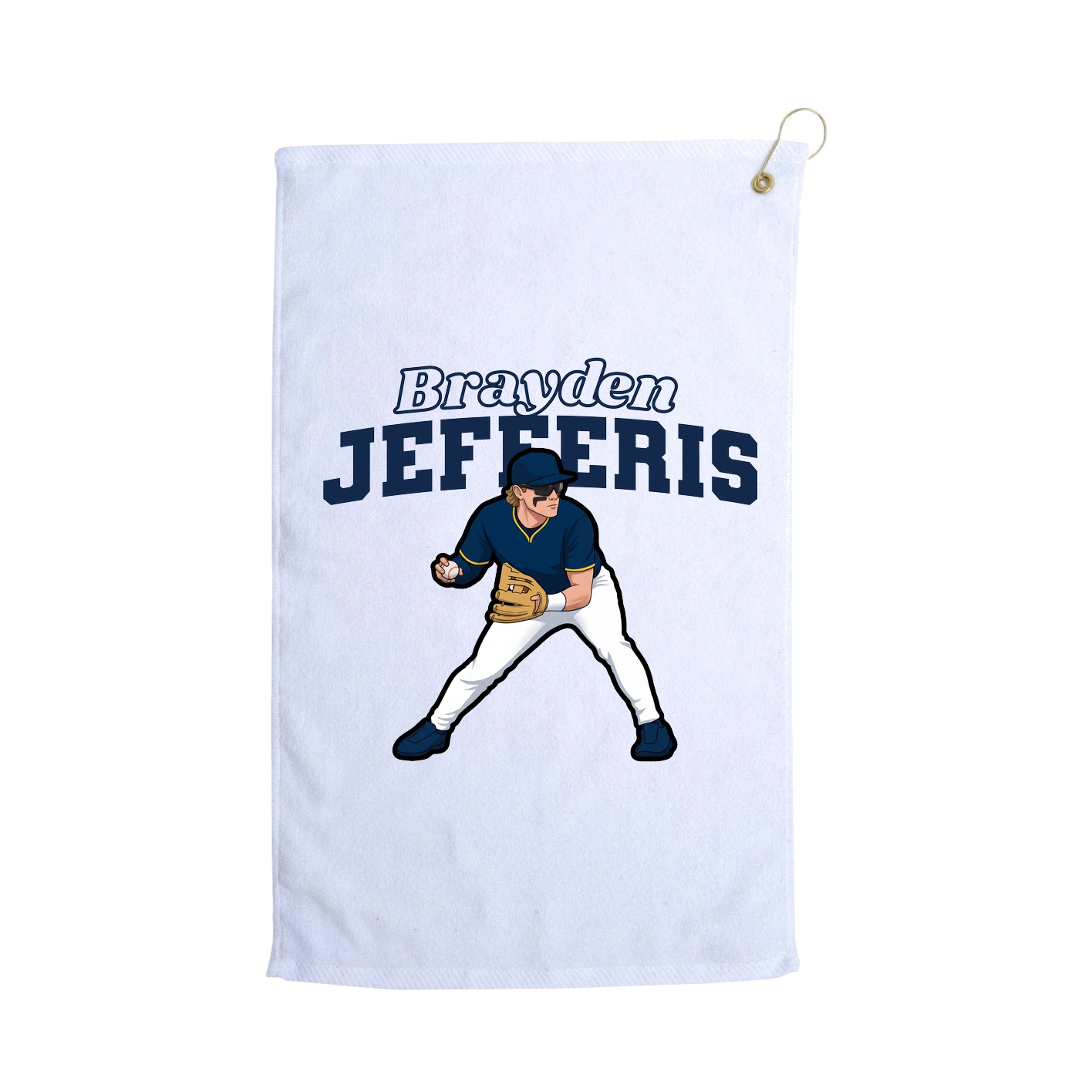 Golf Towel — Name Arch in White