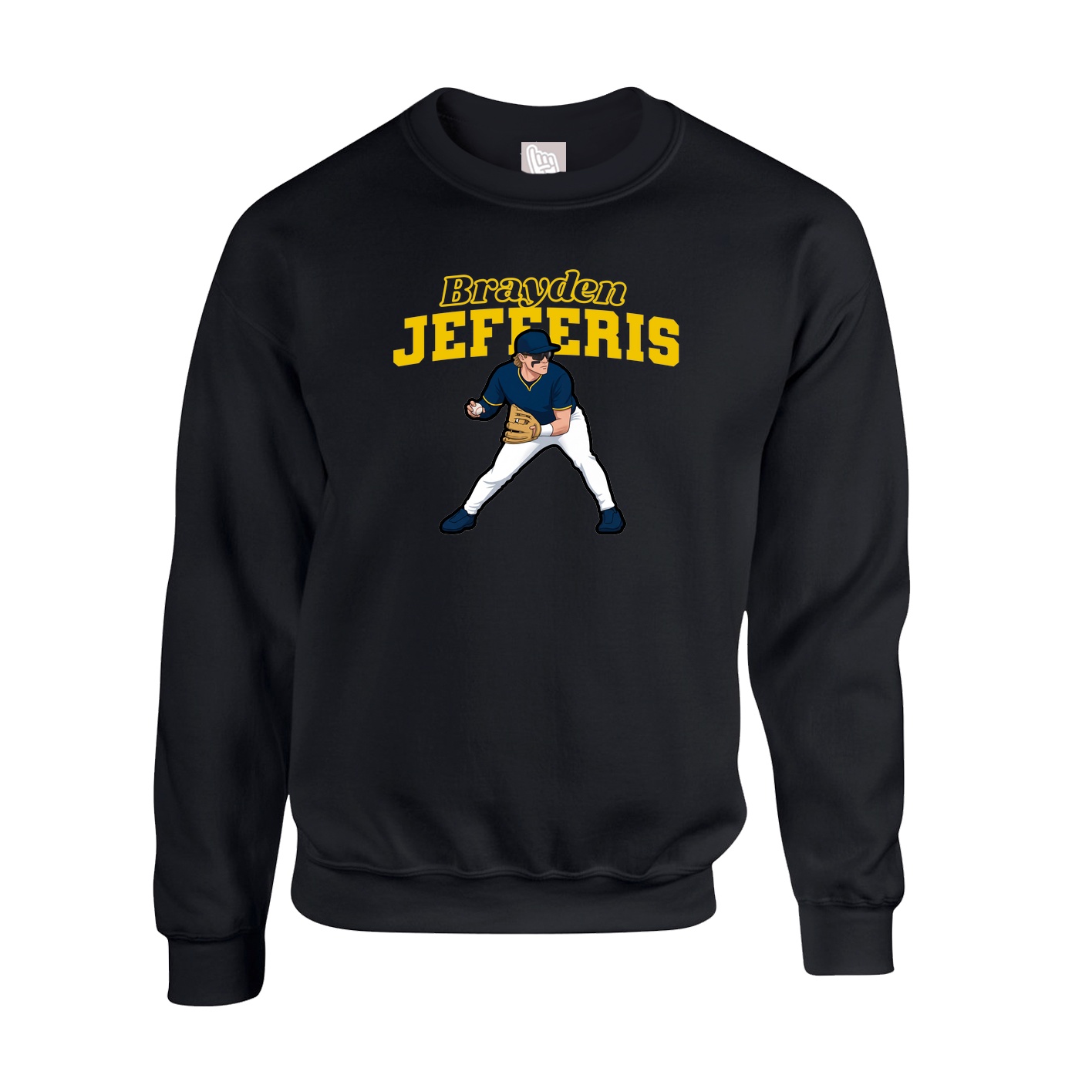 Fleece Crew — Name Arch in Black