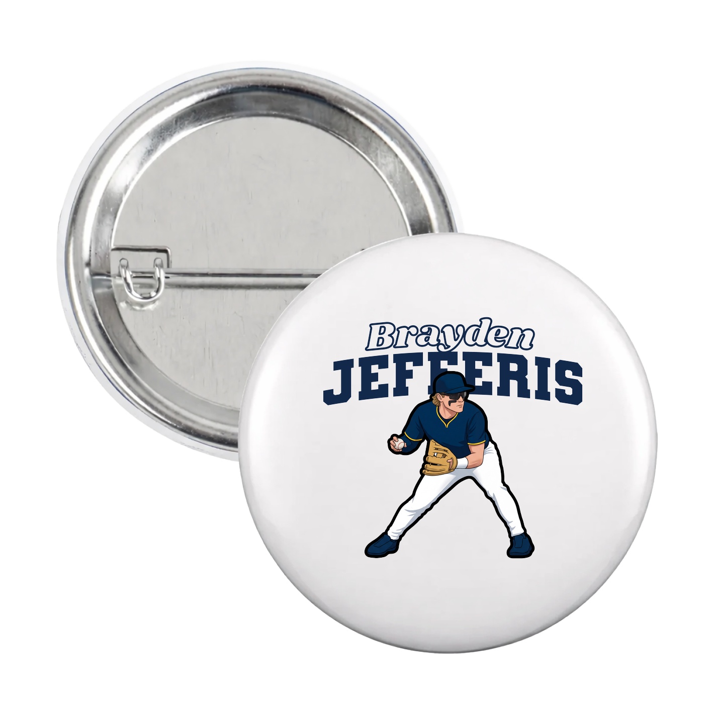 Game Day Button — Name Arch in White