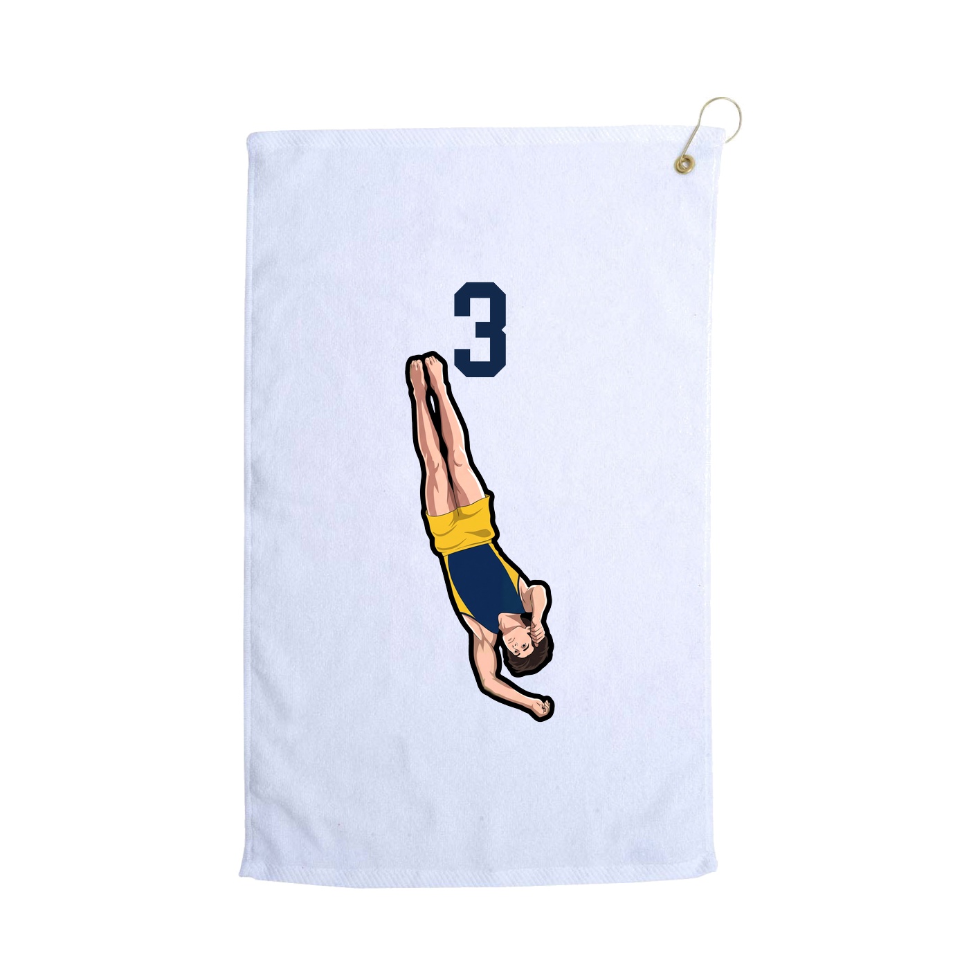Golf Towel — Number Top in White