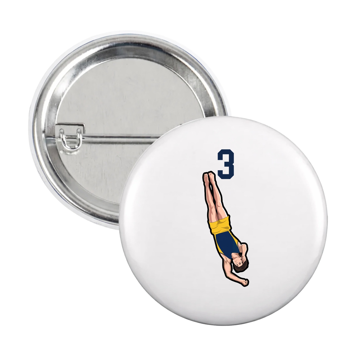 Game Day Button — Number Top in White