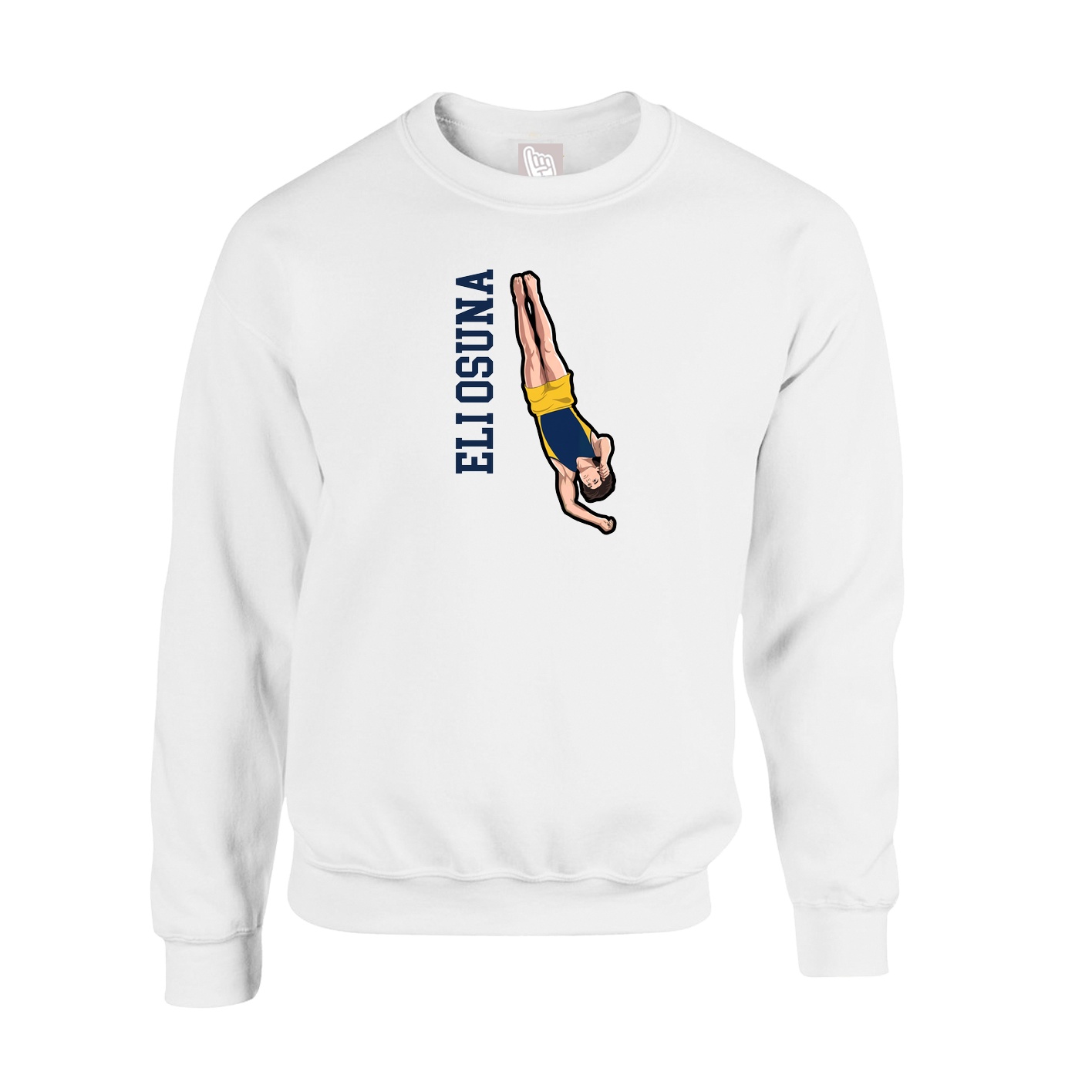 Fleece Crew — Name Vertical in White