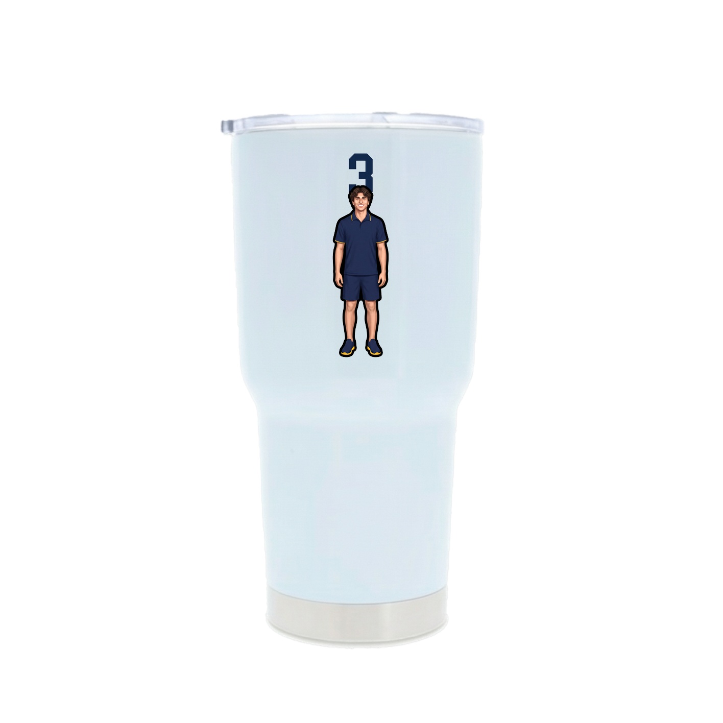 30oz Stainless Steel Tumbler — Number Top in White