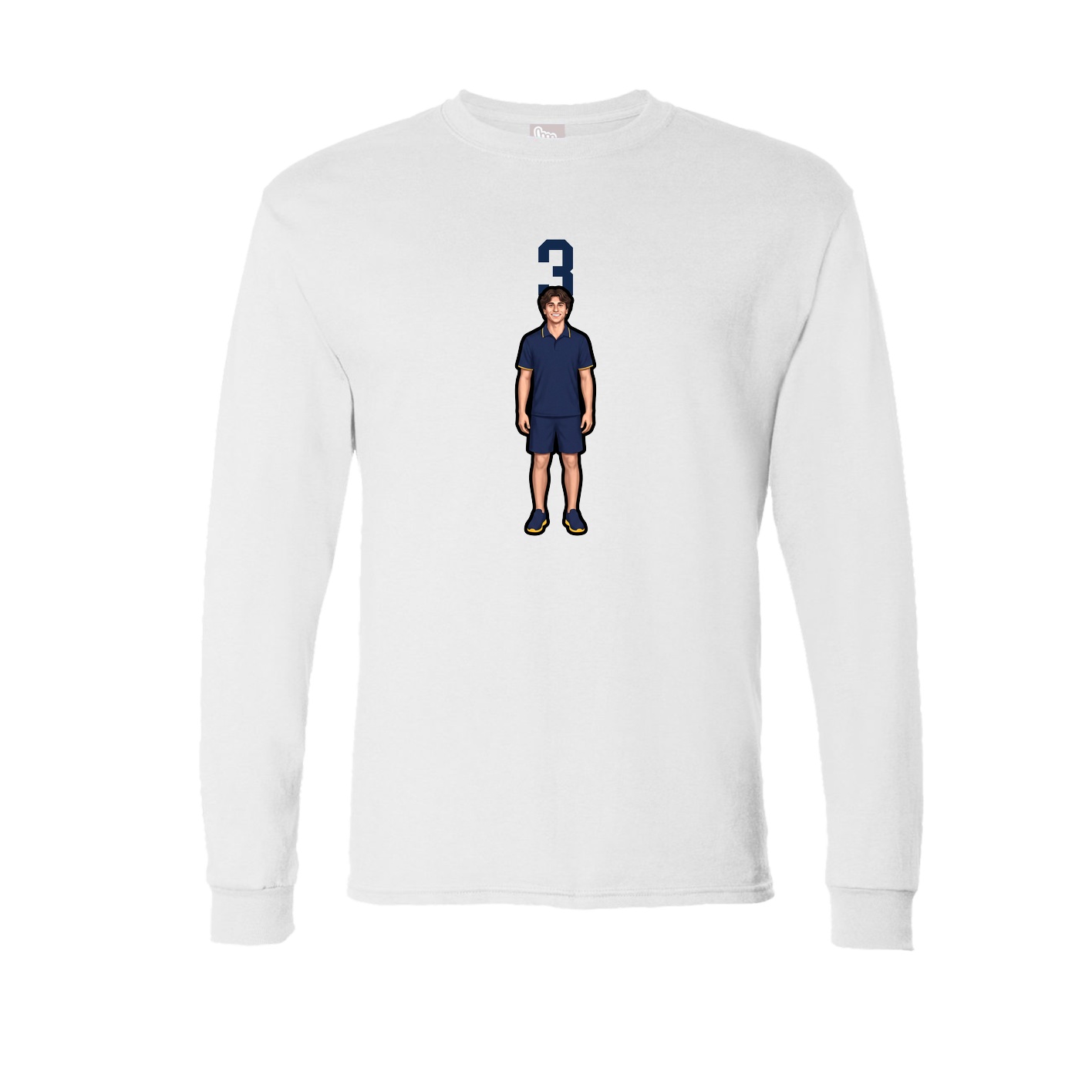 Long Sleeve Tee — Number Top in White