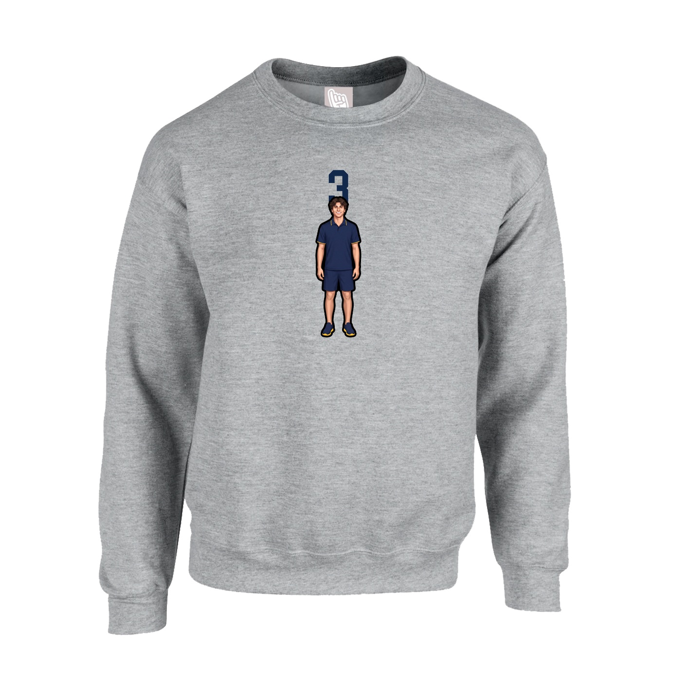 Fleece Crew — Number Top in Grey