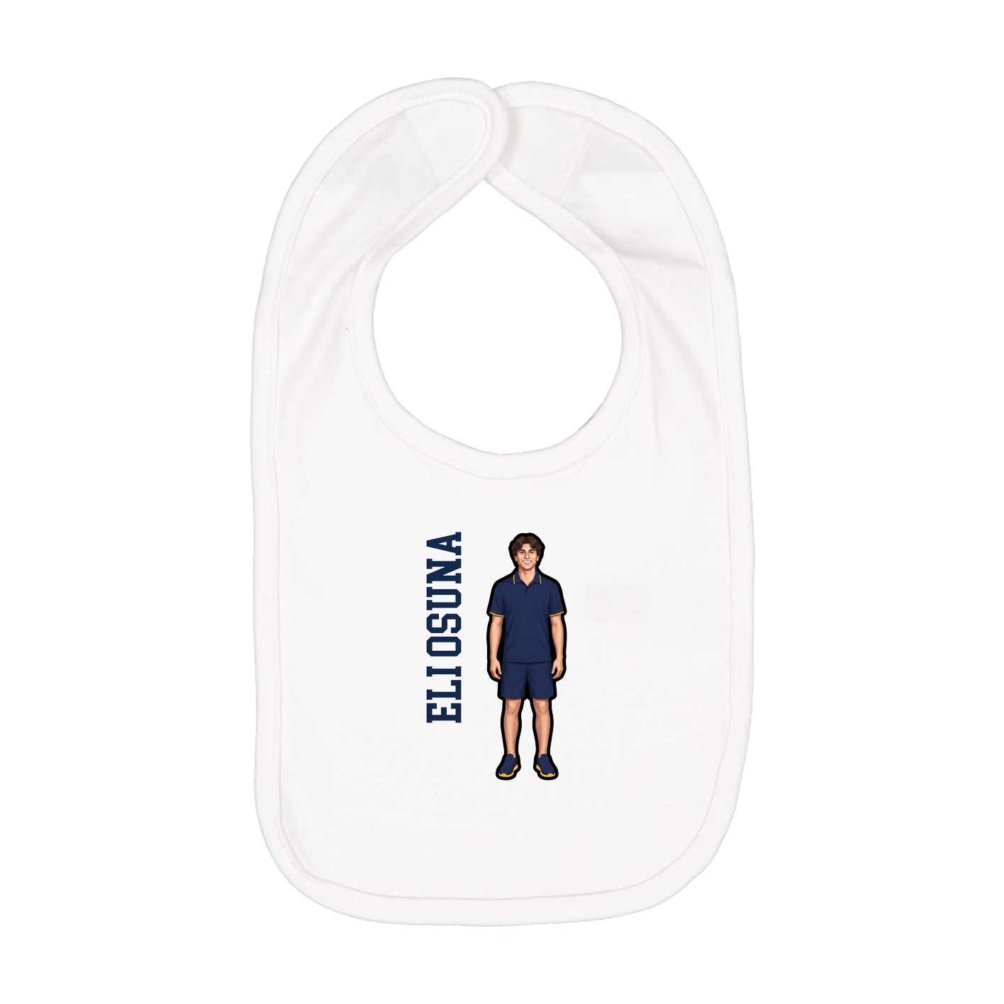 Infant Bib — Name Vertical in White