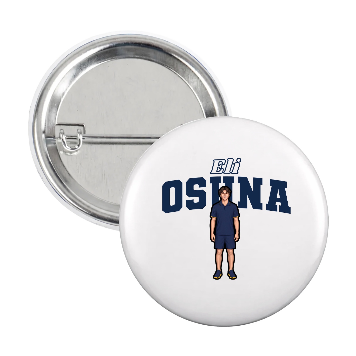 Game Day Button — Name Arch in White