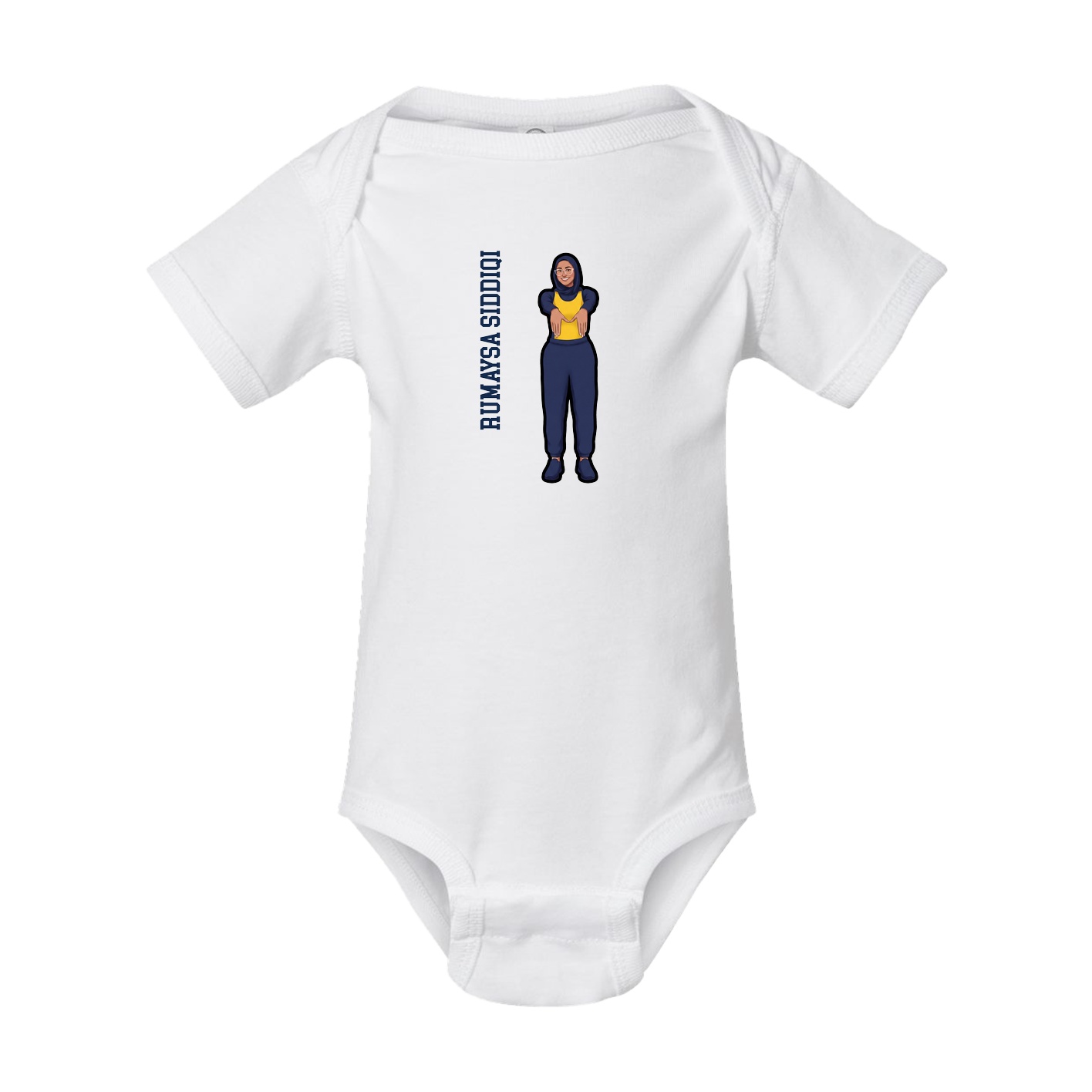 Baby Onesie — Name Vertical in White