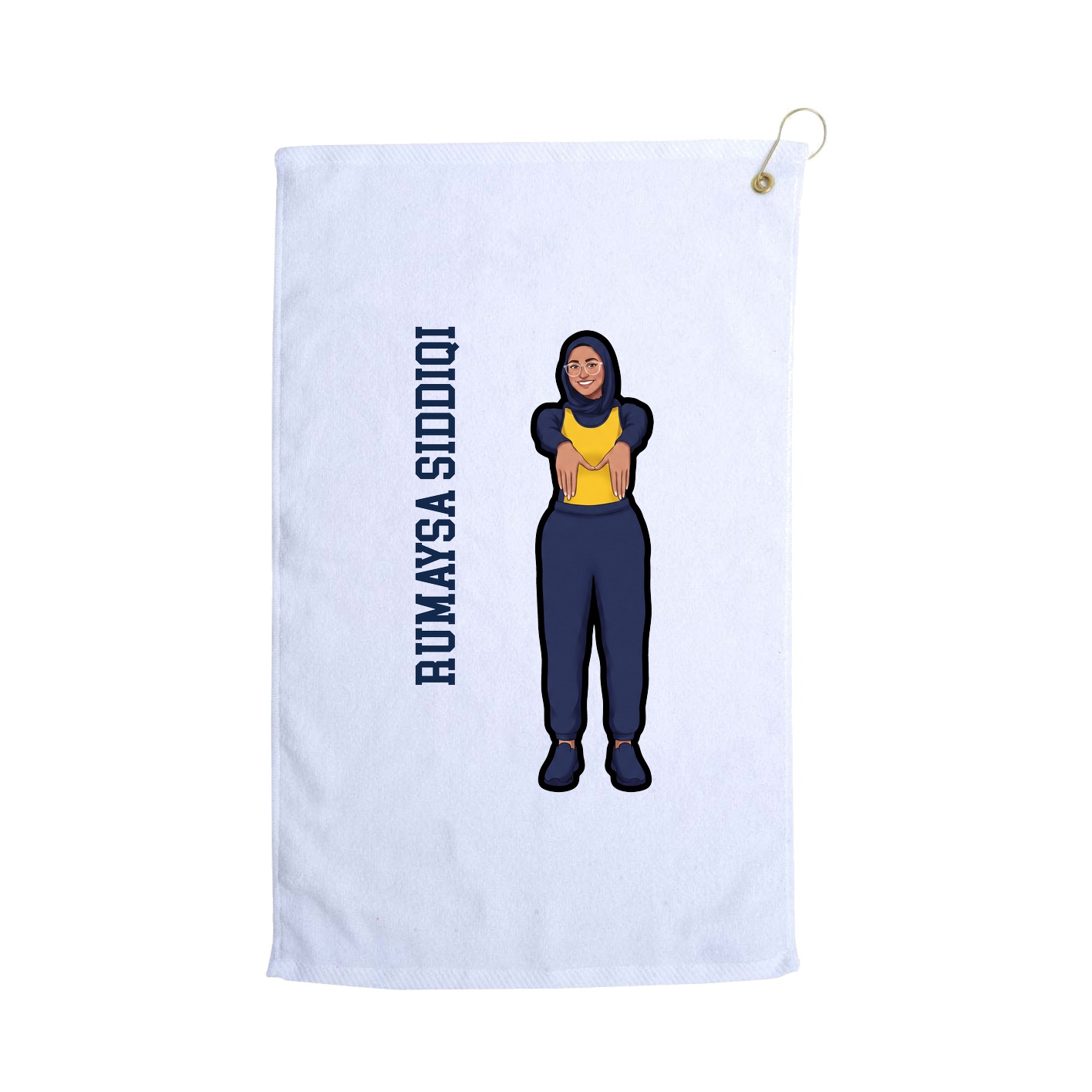 Golf Towel — Name Vertical in White