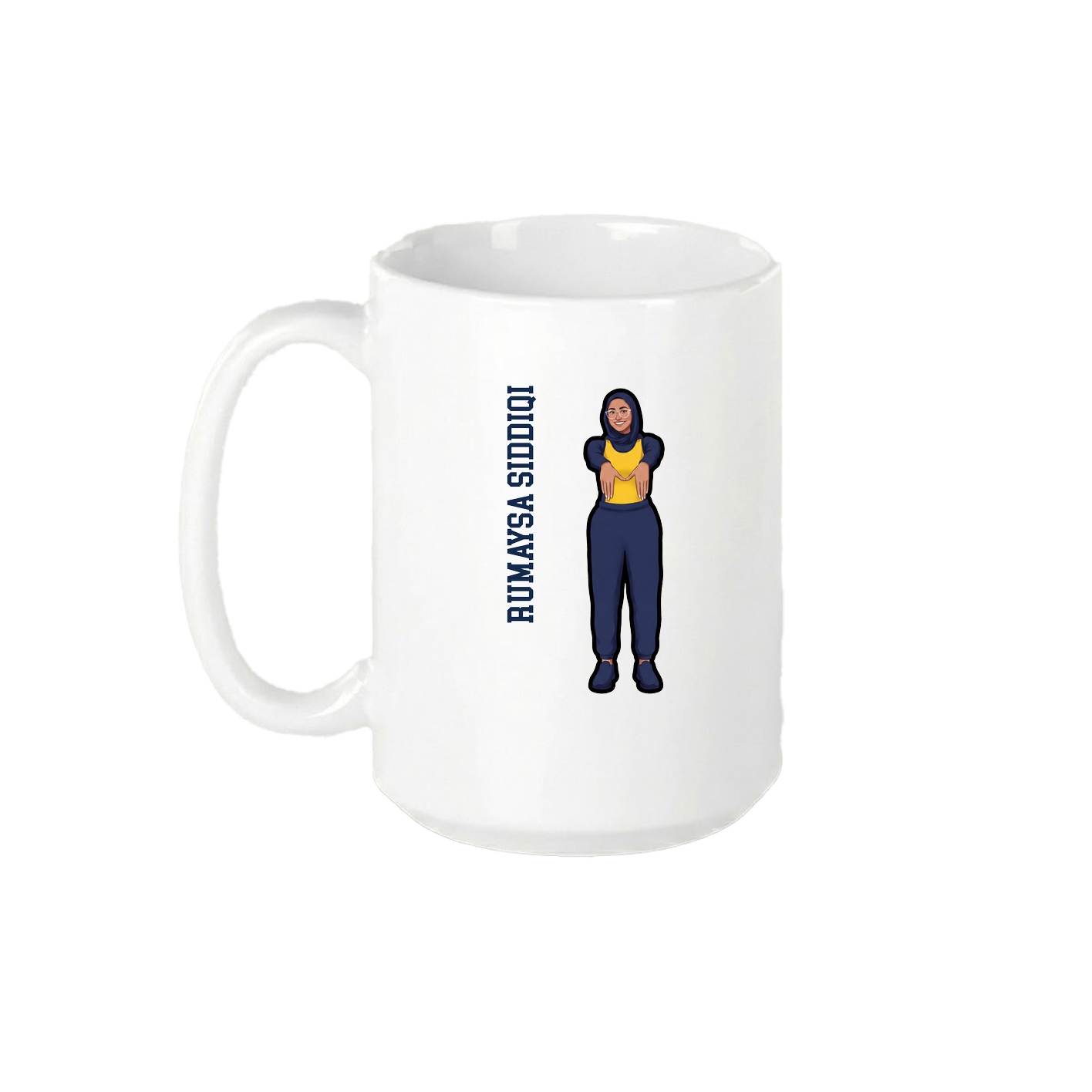 15oz Coffee Mug — Name Vertical in White