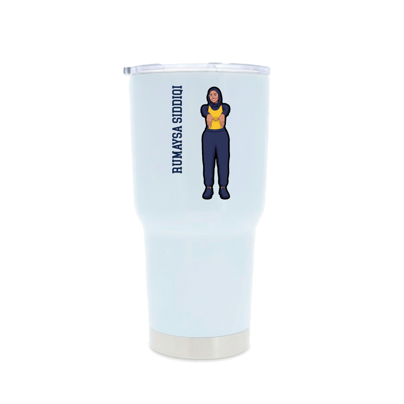 30oz Stainless Steel Tumbler — Name Vertical in White