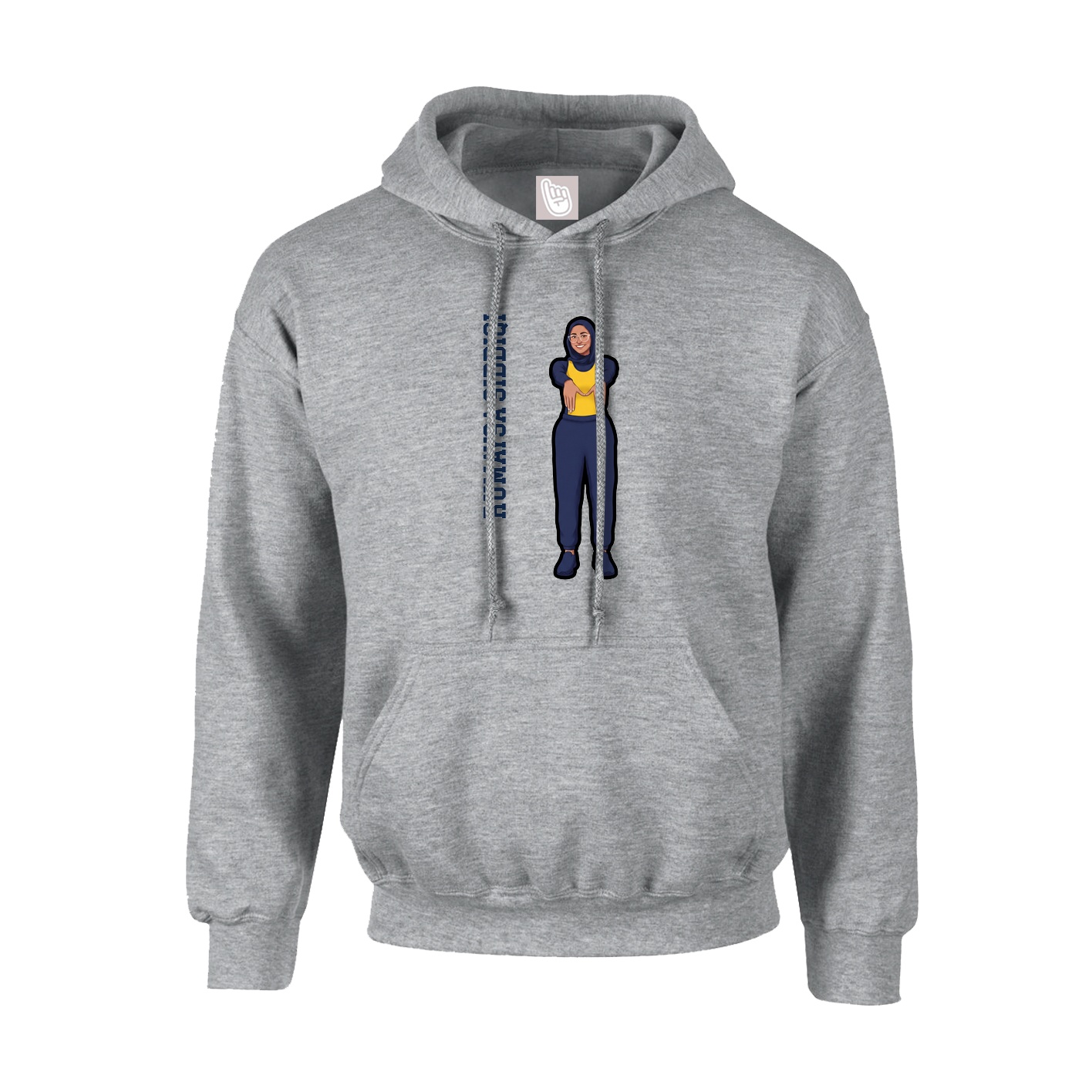Hoodie — Name Vertical in Grey