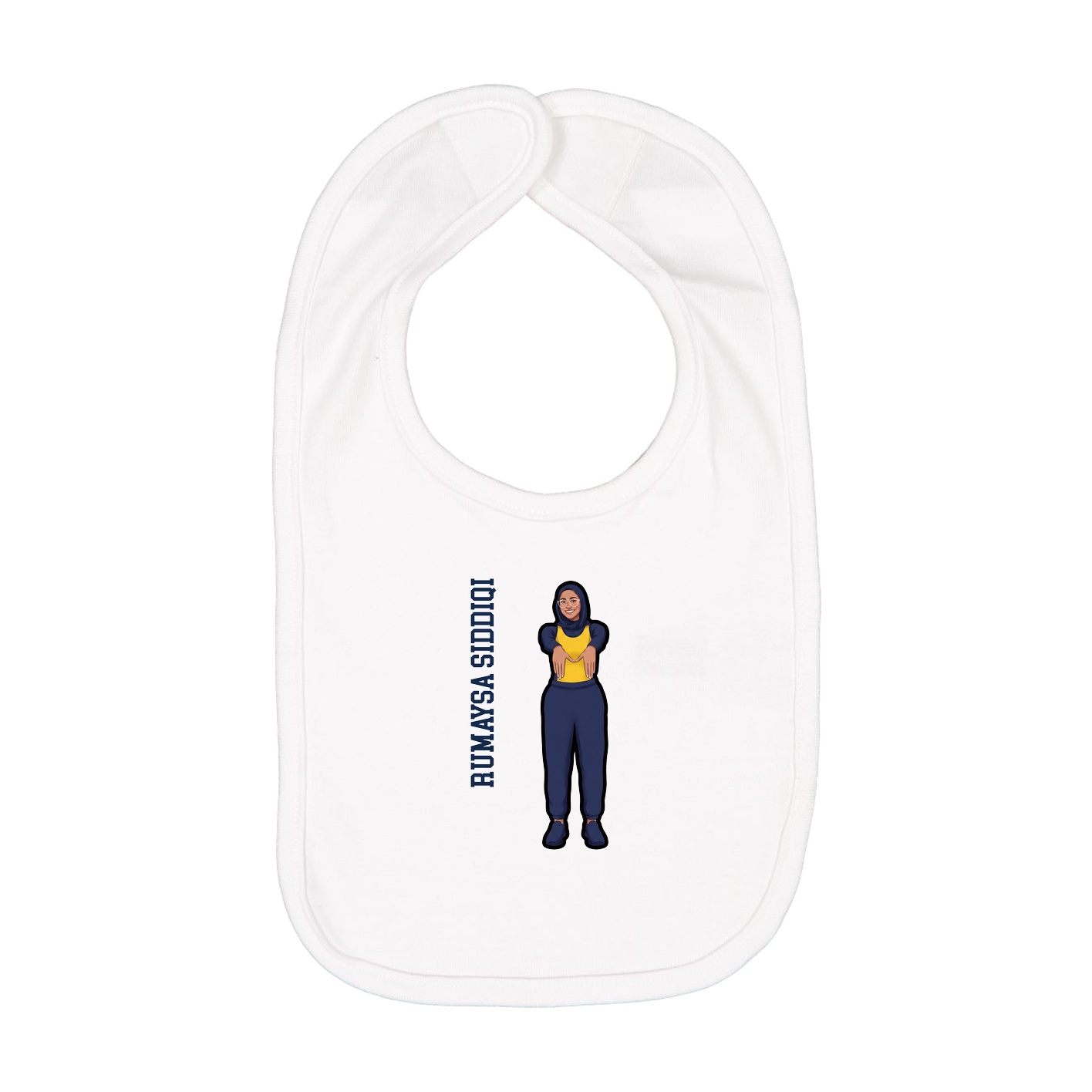 Infant Bib — Name Vertical in White