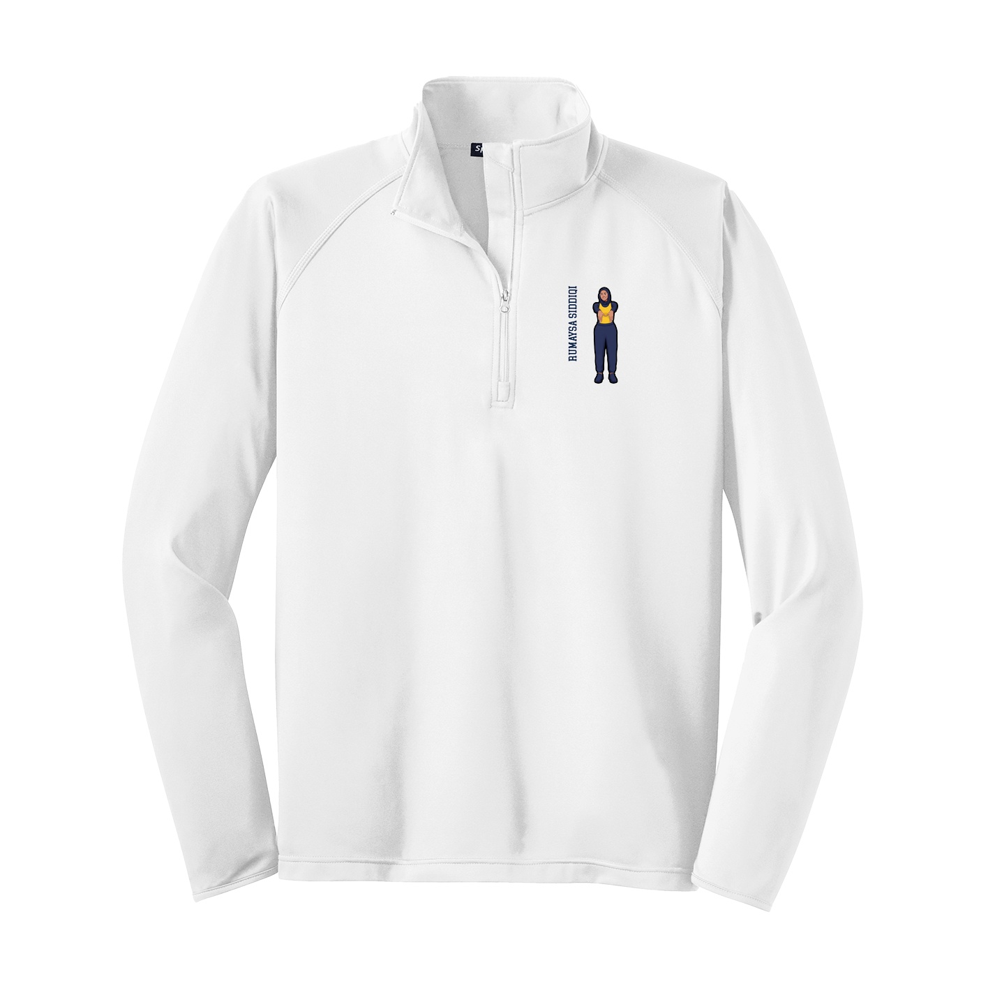 Q-Zip Pullover — Name Vertical in White