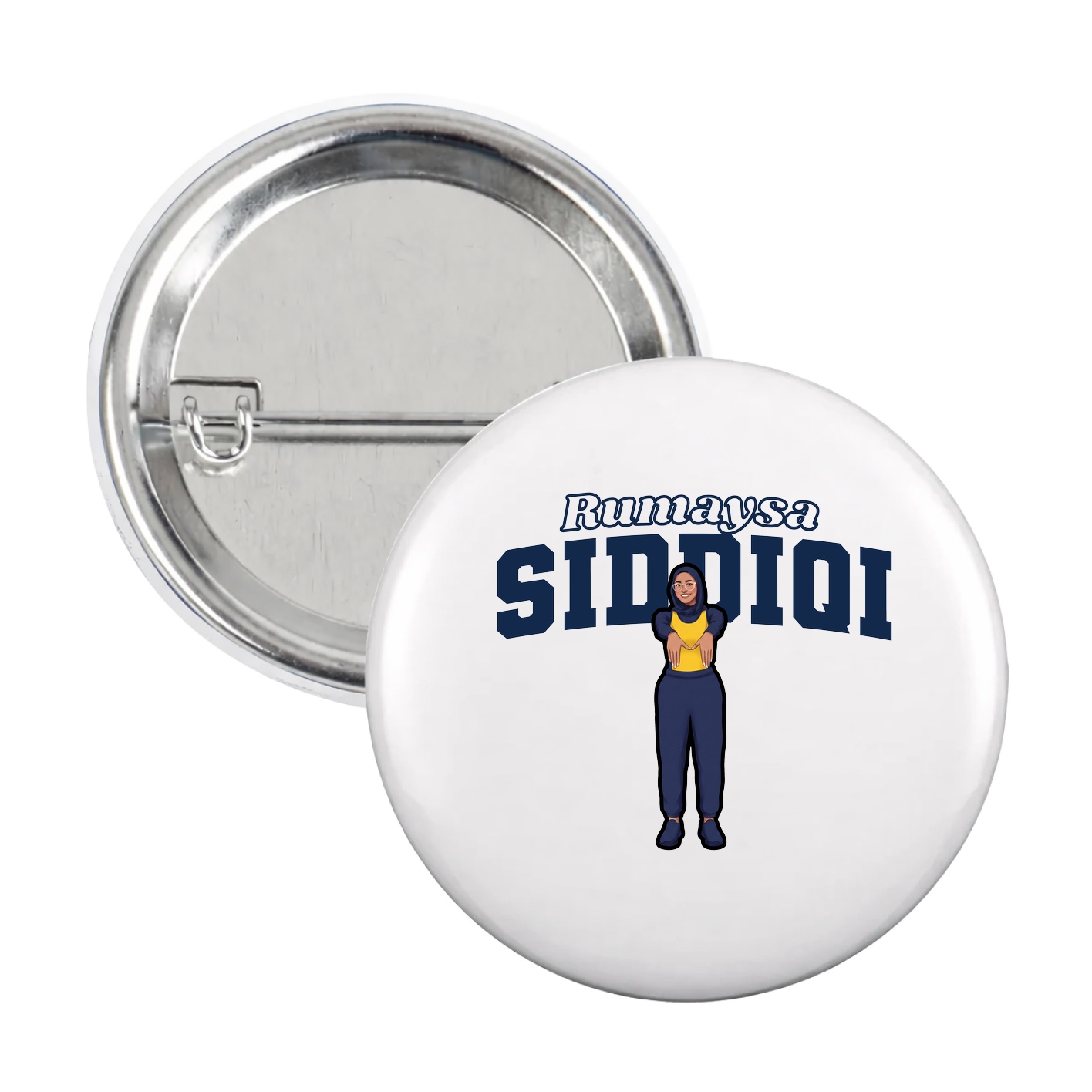 Game Day Button — Name Arch in White