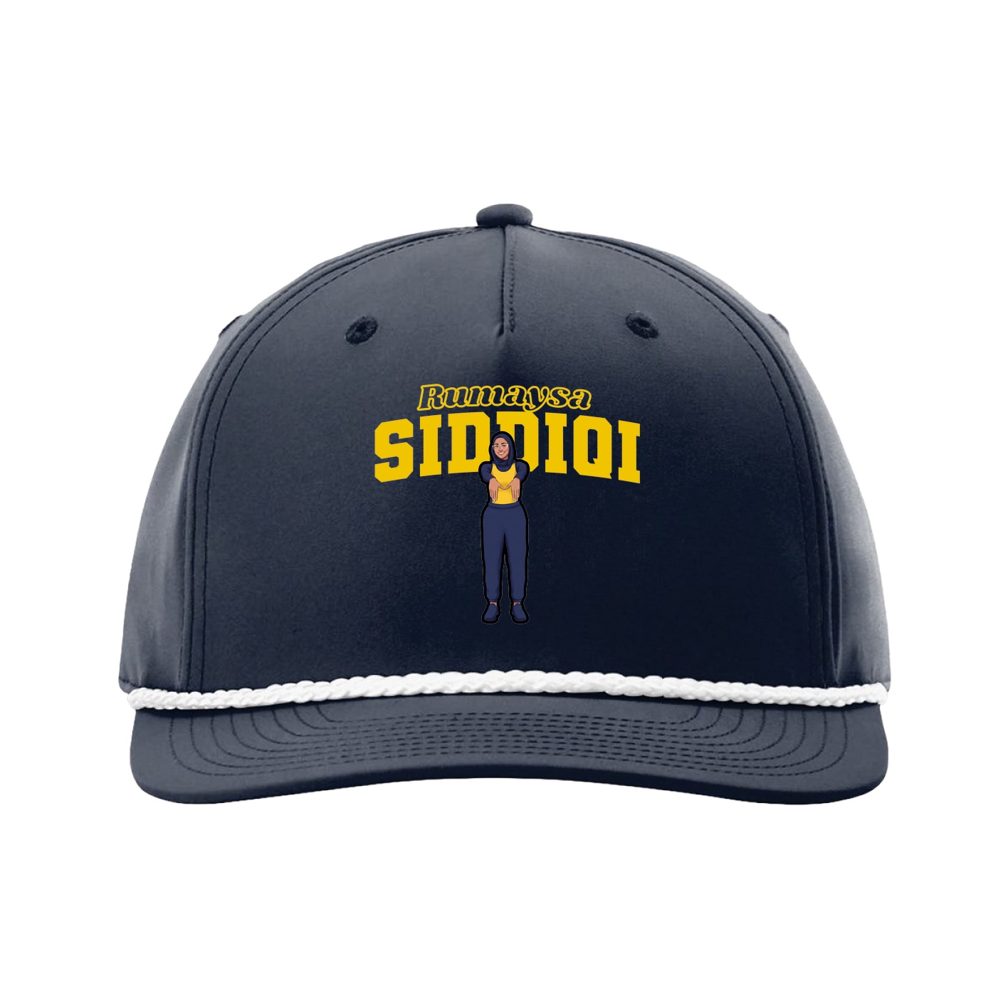 Five-Panel Classic Rope Cap — Name Arch in Navy