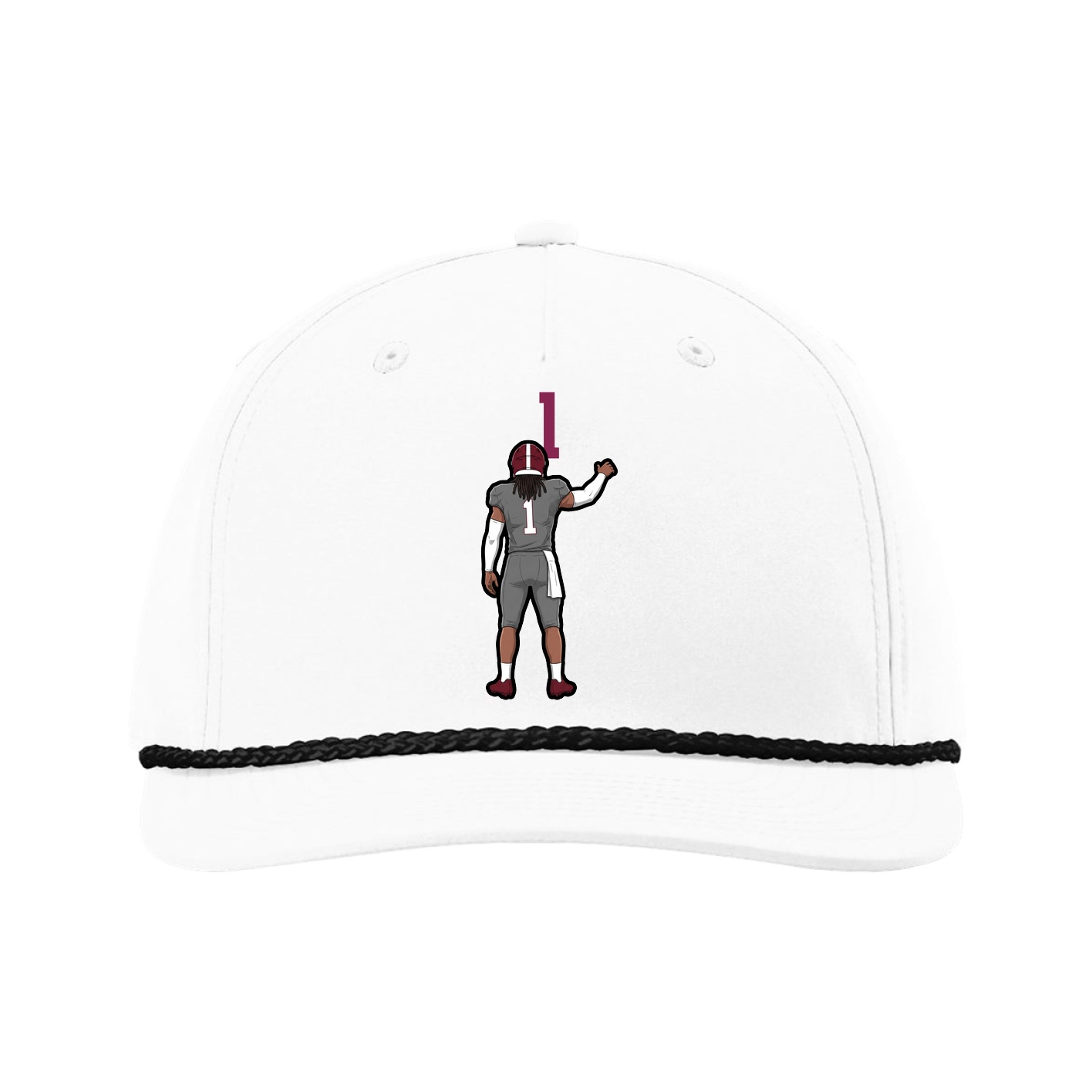 Five-Panel Classic Rope Cap — Number Top in White