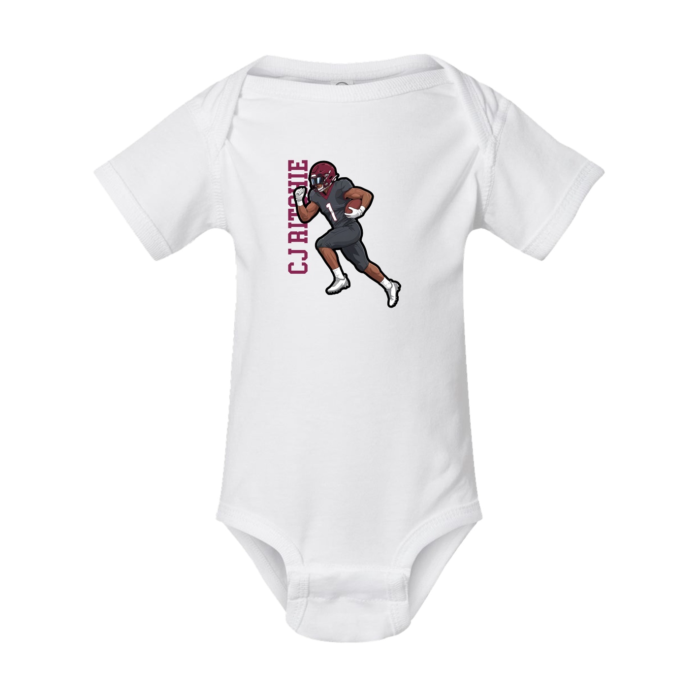 Baby Onesie — Name Vertical in White