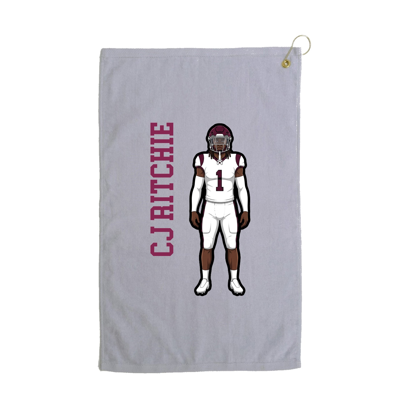 Golf Towel — Name Vertical in Grey