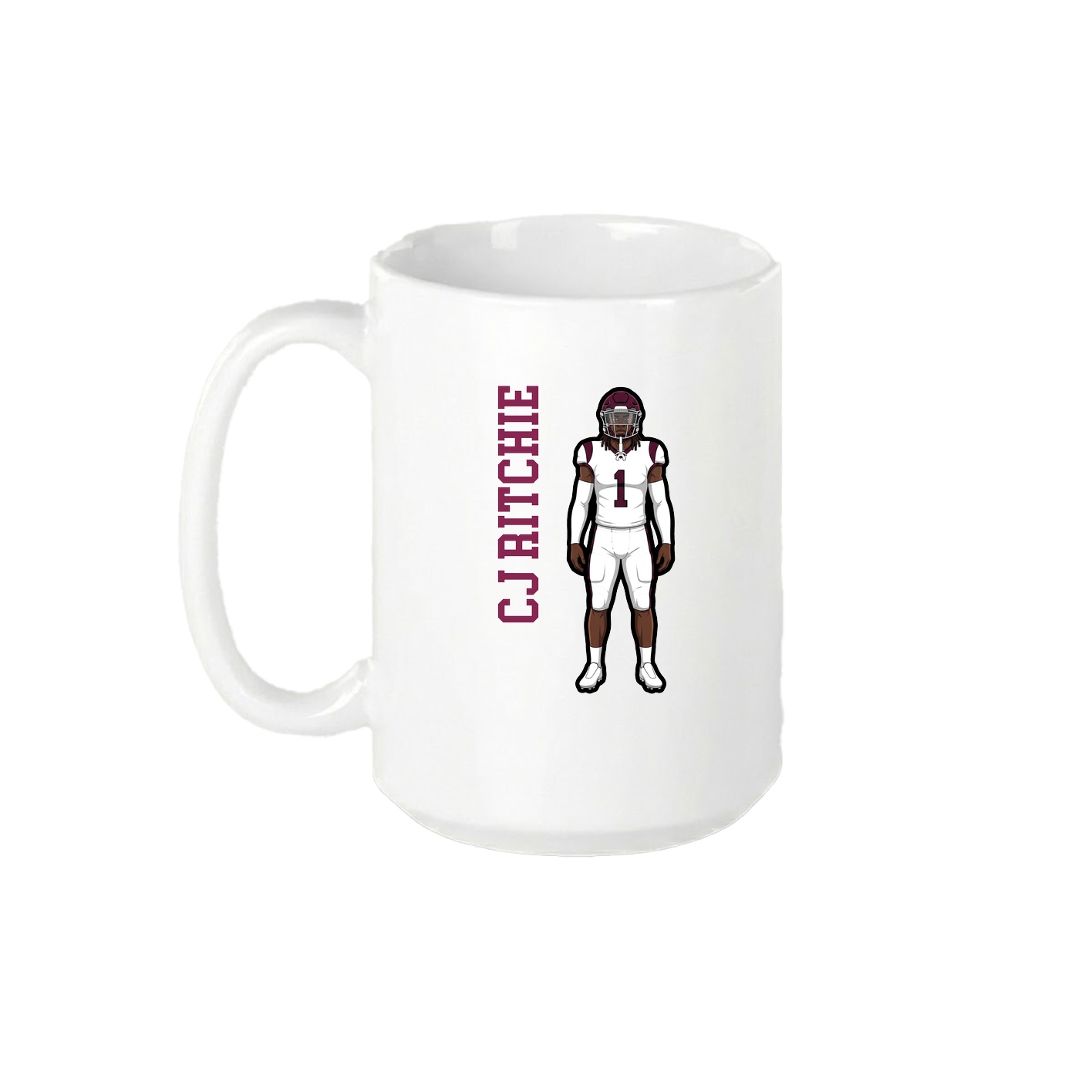 15oz Coffee Mug — Name Vertical in White