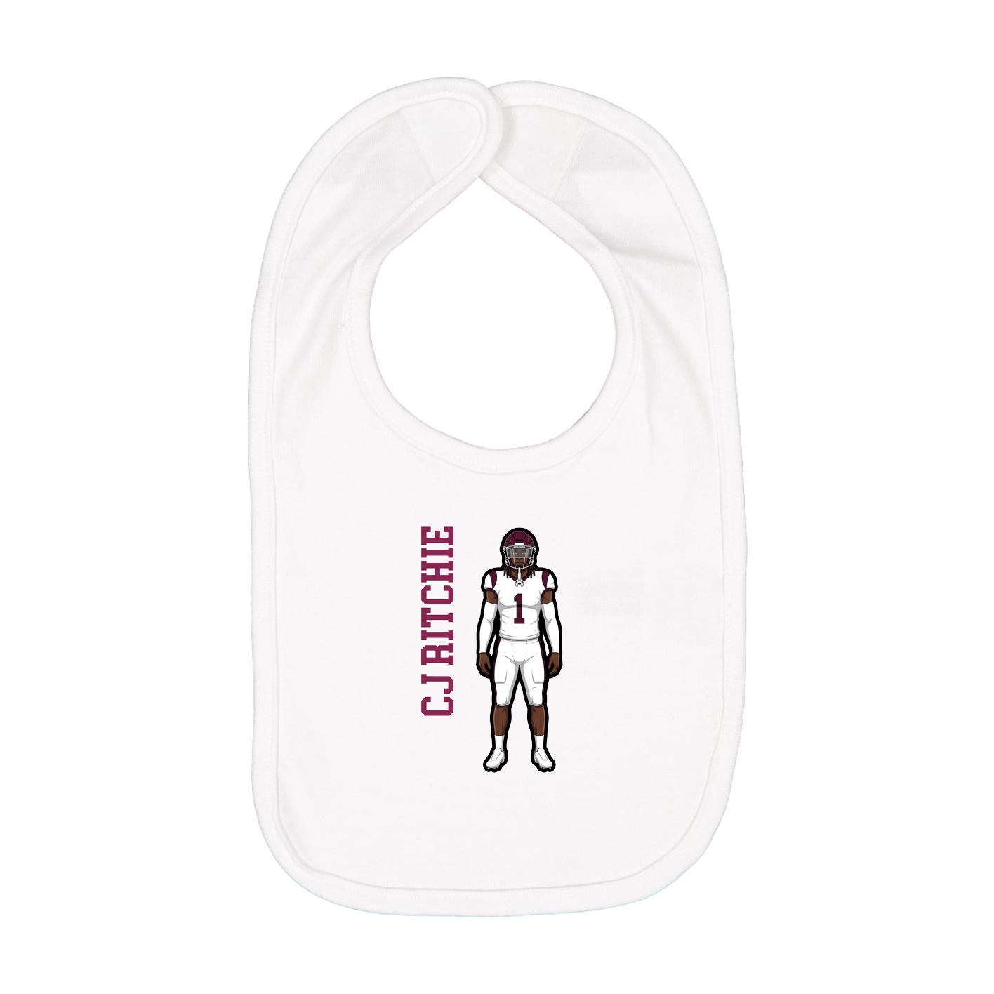 Infant Bib — Name Vertical in White