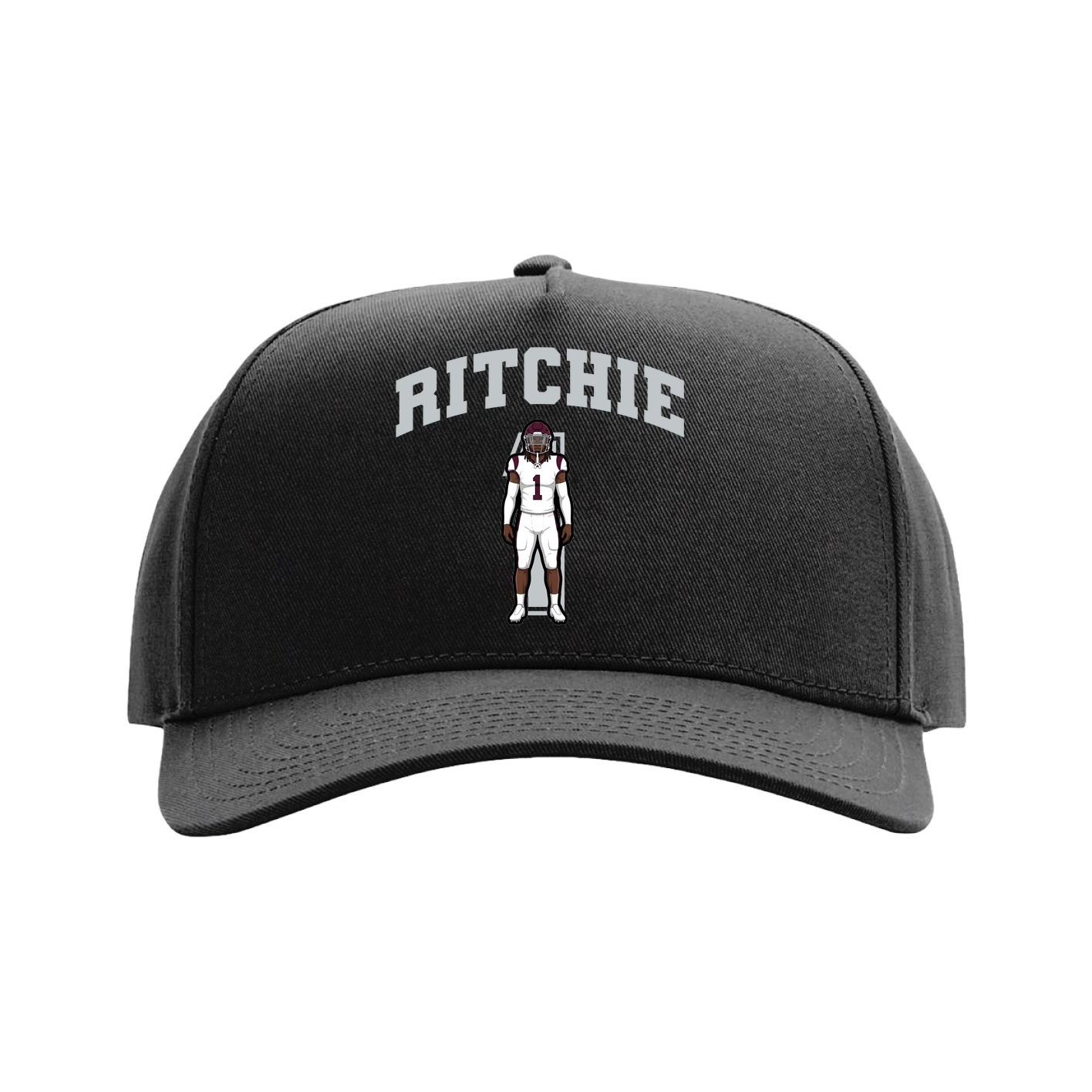 Full Fabric Five-Panel Champ Cap — Number in Black