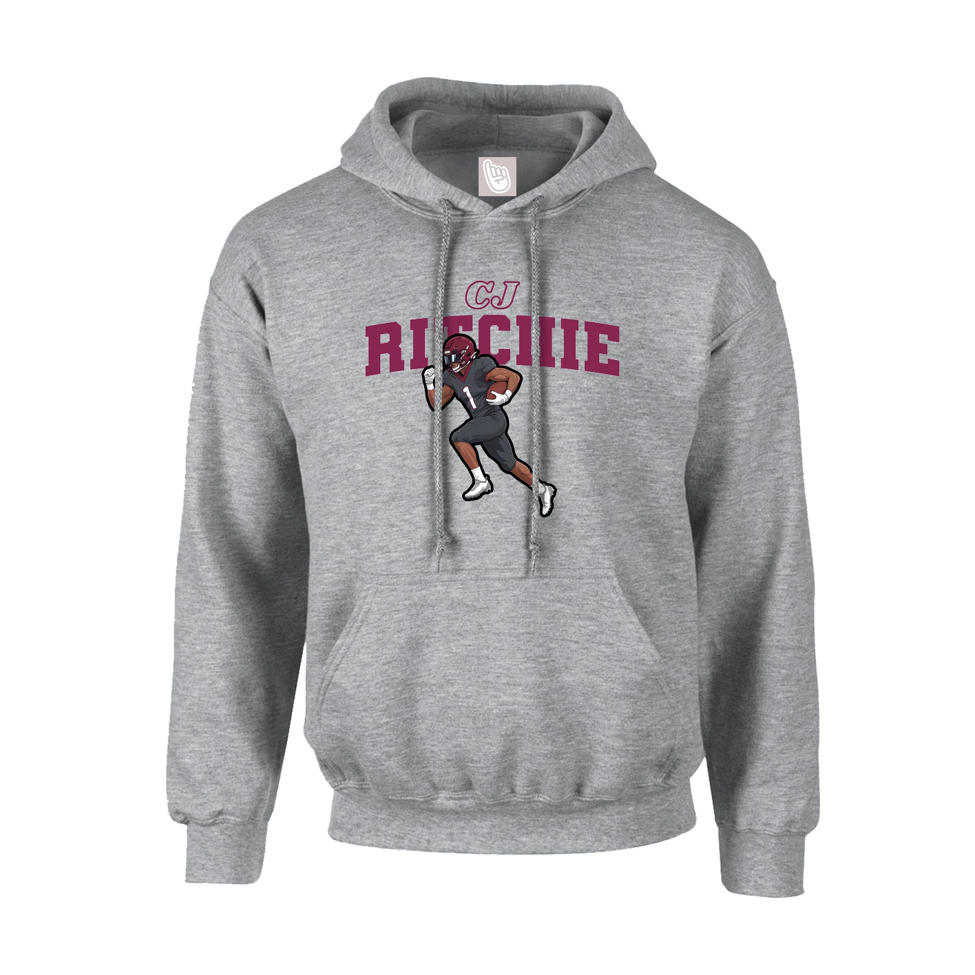 Hoodie — Name Arch in Grey