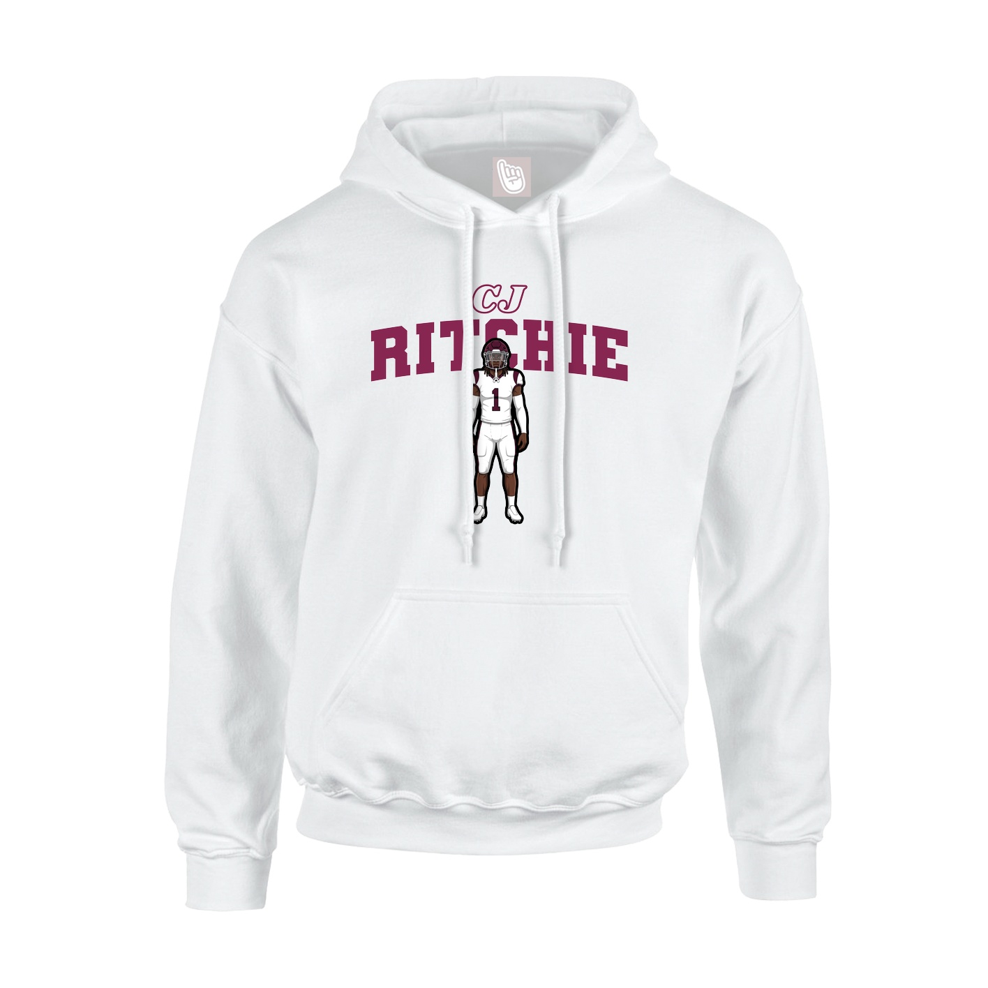Youth Hoodie — Name Arch in White