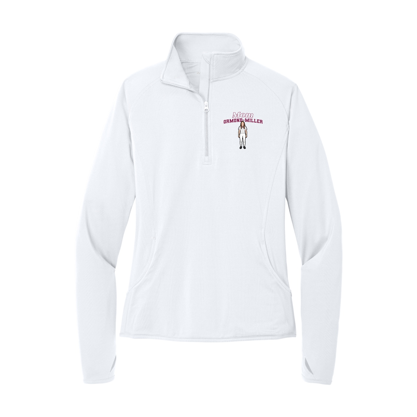 Women's Q-Zip Pullover — Mothers Day Block in White