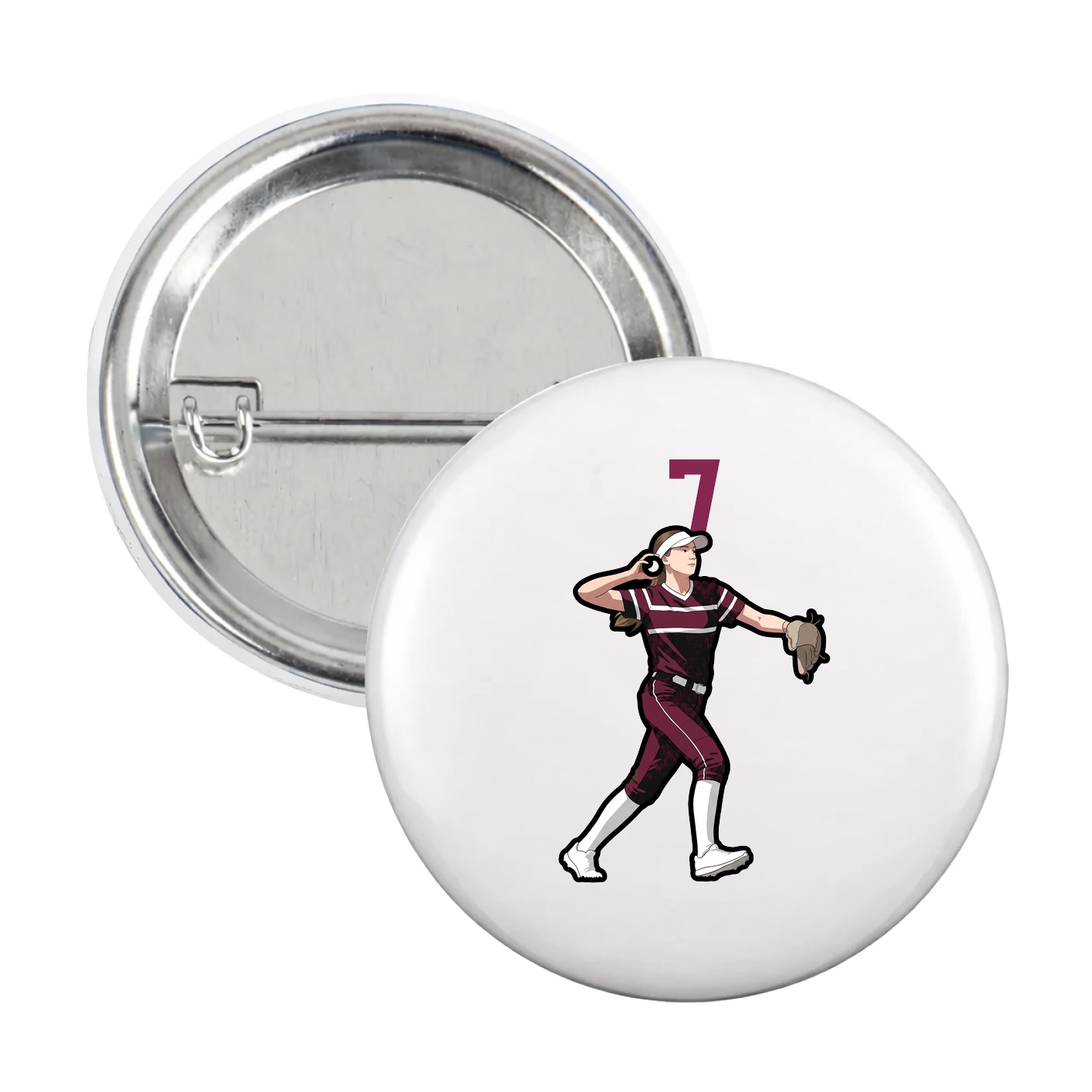 Game Day Button — Number Top in White
