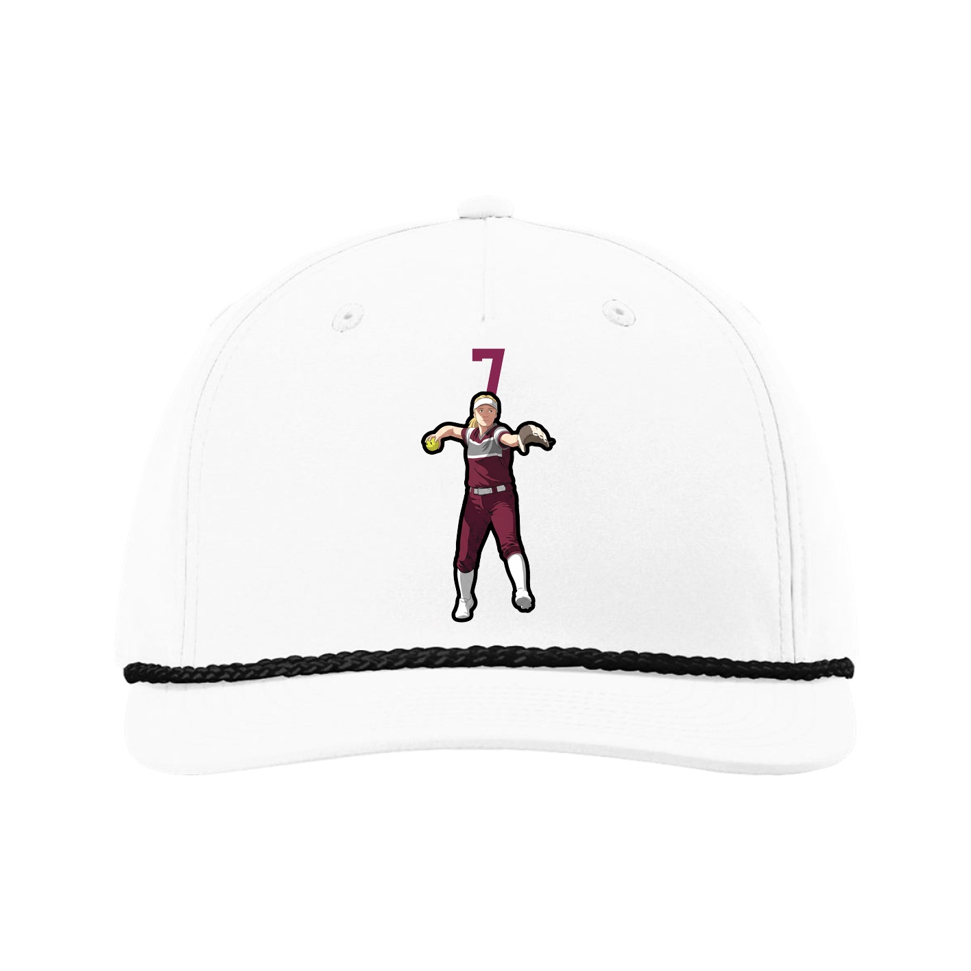Five-Panel Classic Rope Cap — Number Top in White