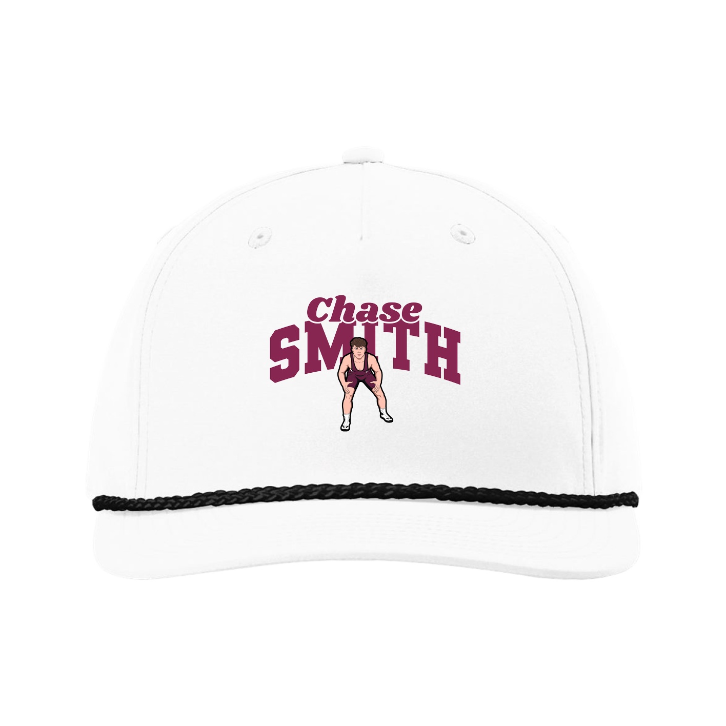 Five-Panel Classic Rope Cap — Signature Arch in White