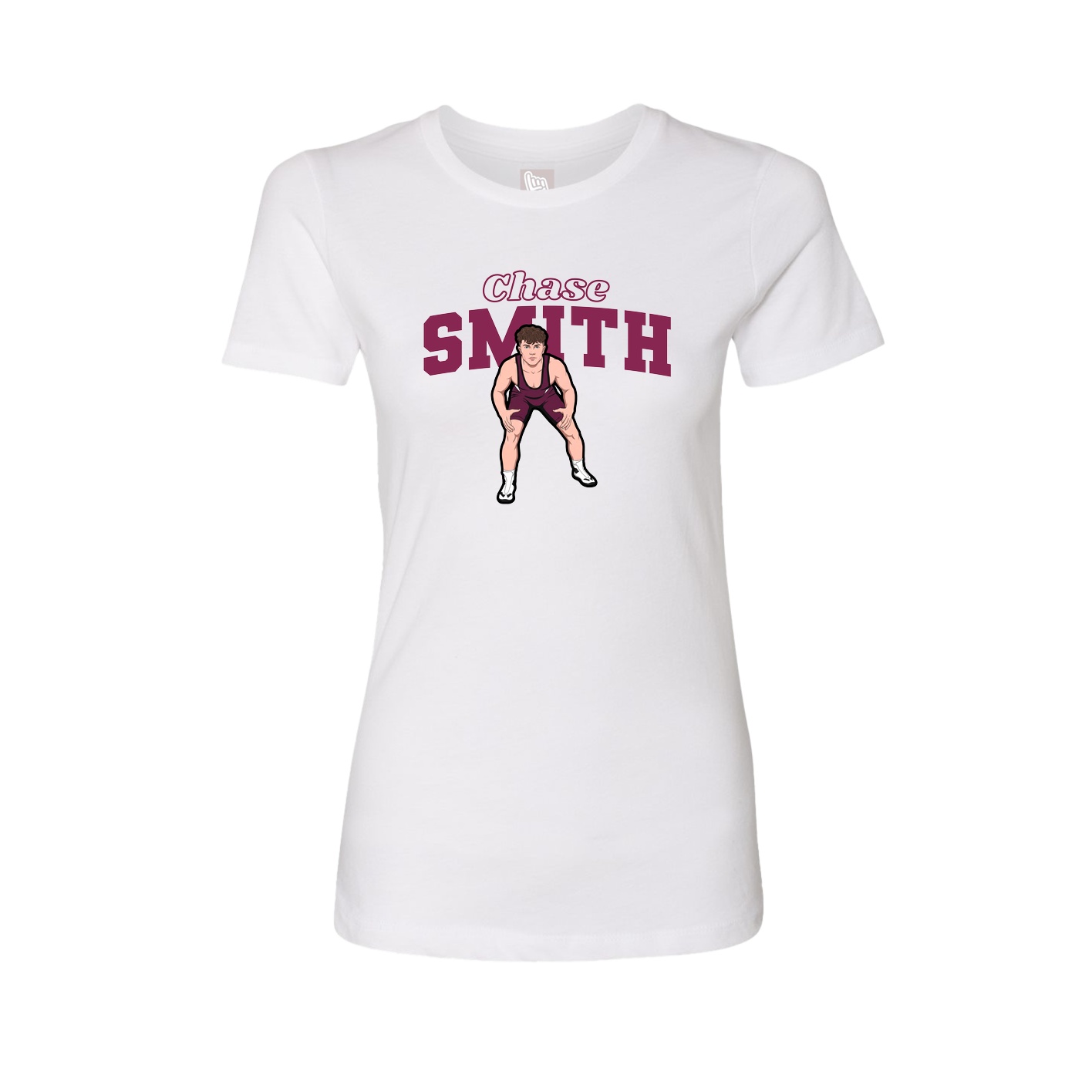 Fitted Women's Tee — Name Arch in White