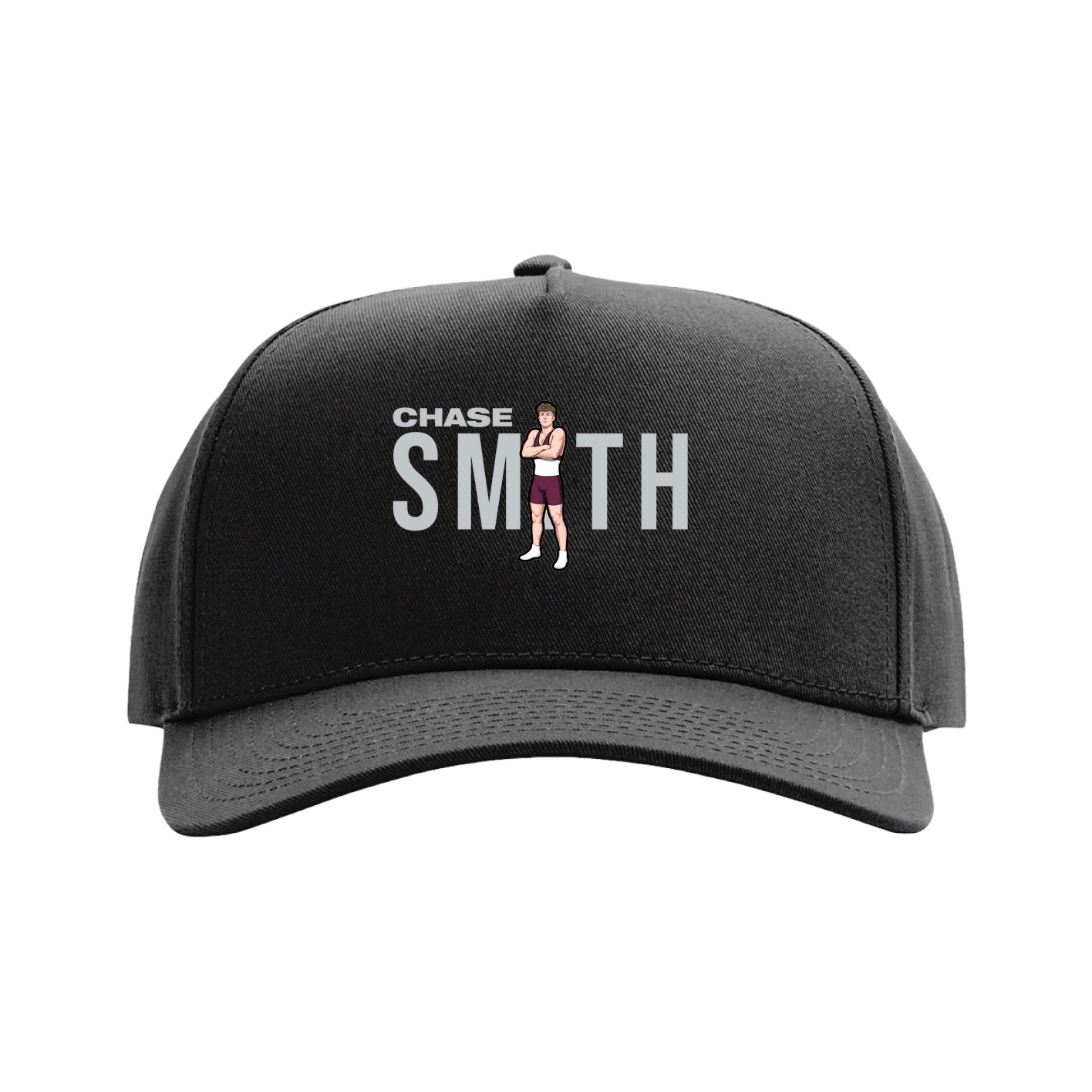 Full Fabric Five-Panel Champ Cap — Player Name in Black