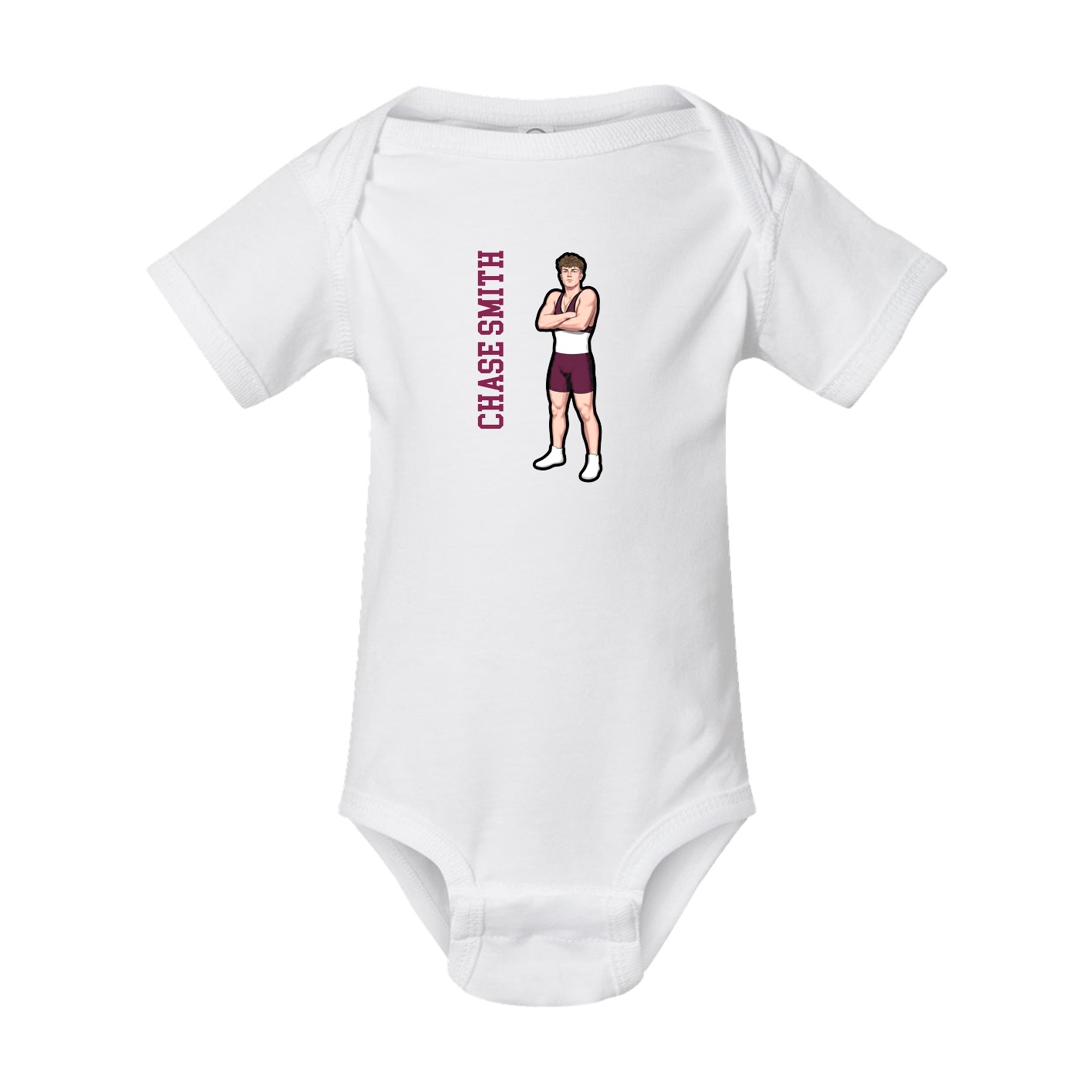 Baby Onesie — Name Vertical in White
