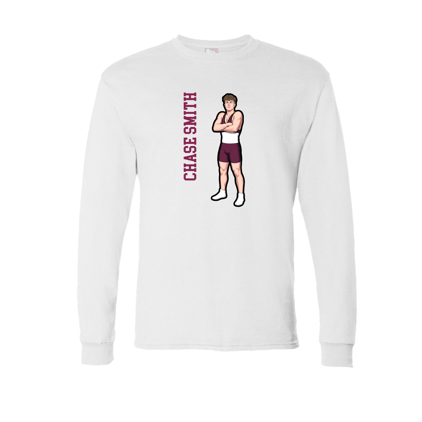 Long Sleeve Tee — Name Vertical in White