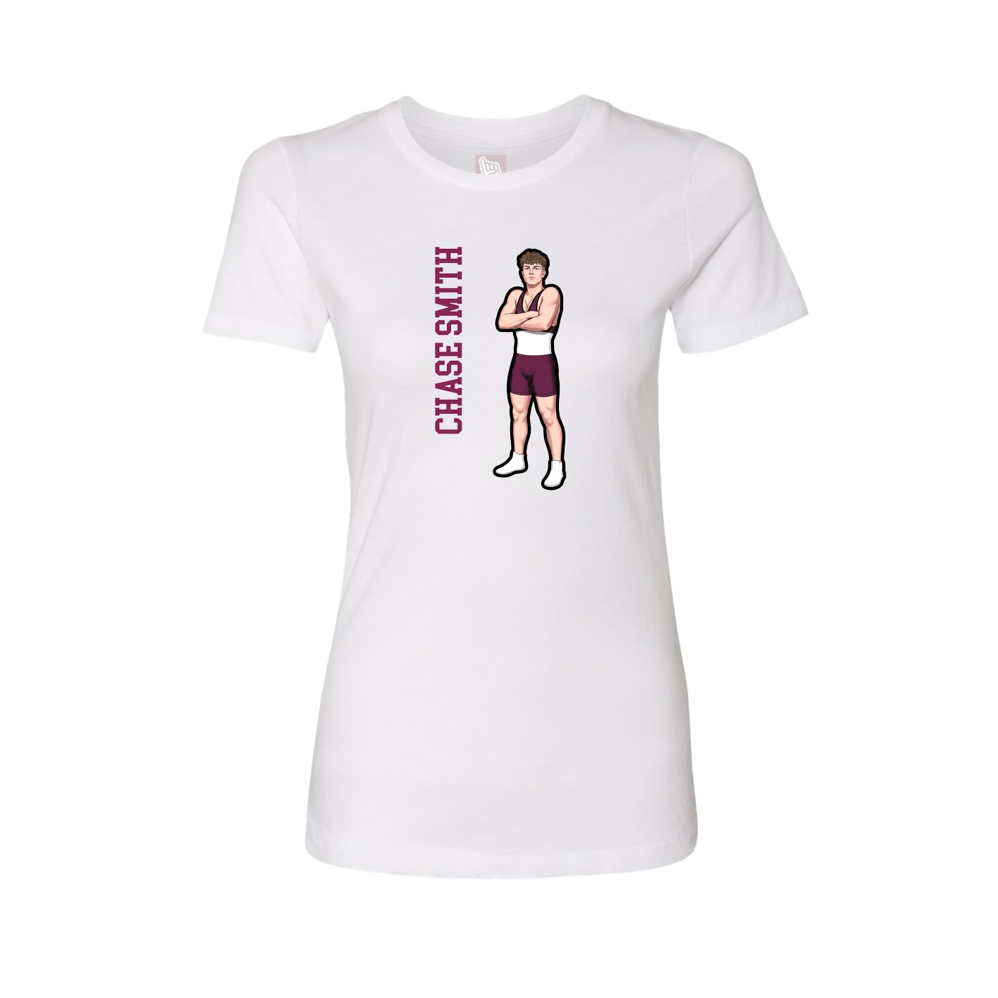 Fitted Women's Tee — Name Vertical in White