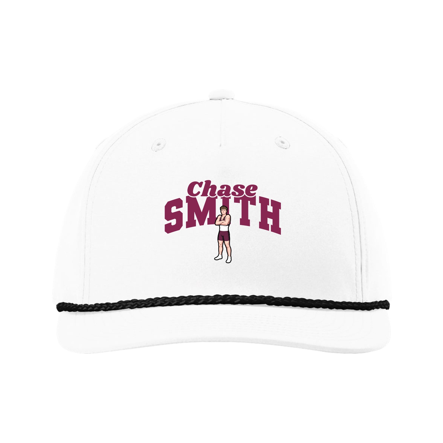 Five-Panel Classic Rope Cap — Signature Arch in White