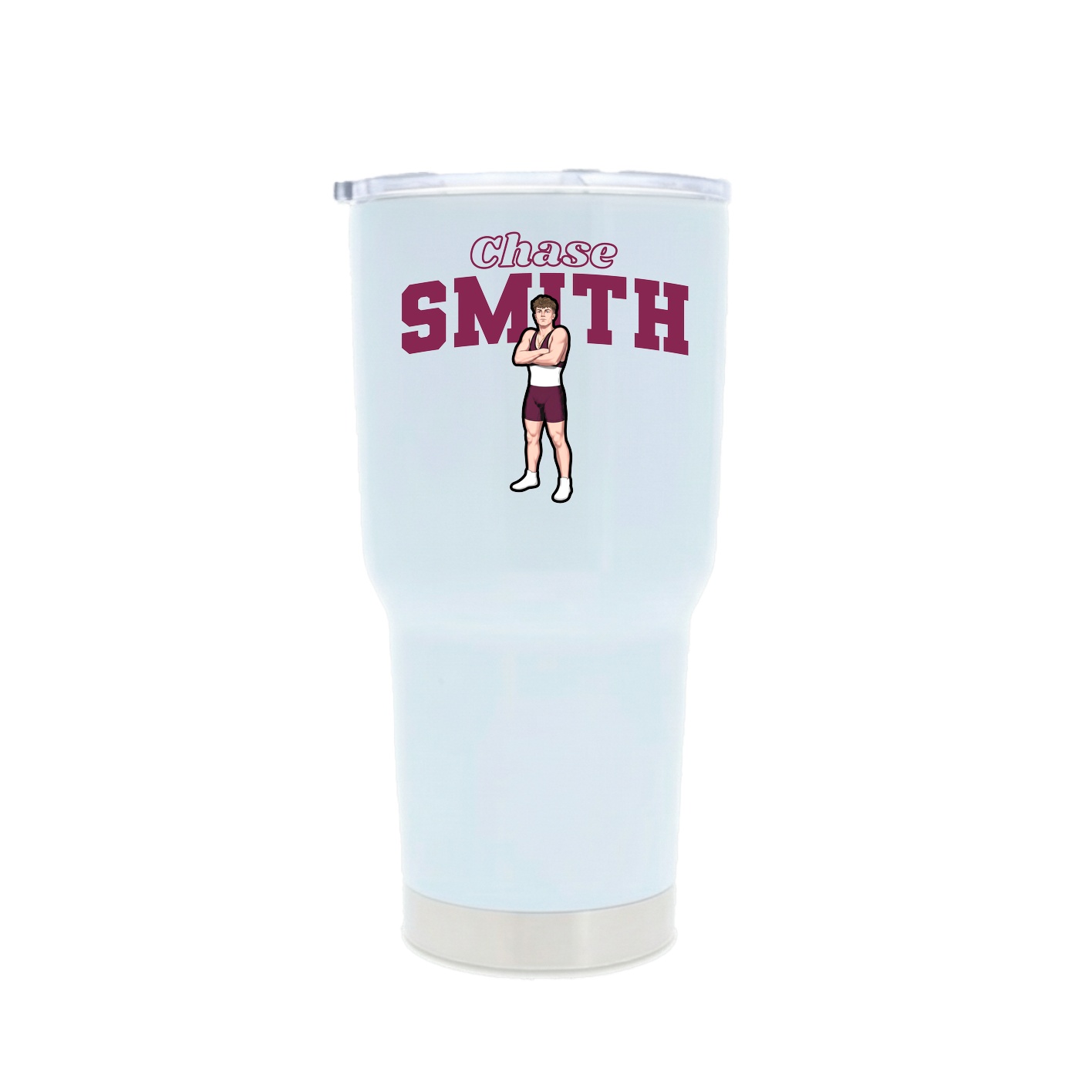 30oz Stainless Steel Tumbler — Name Arch in White