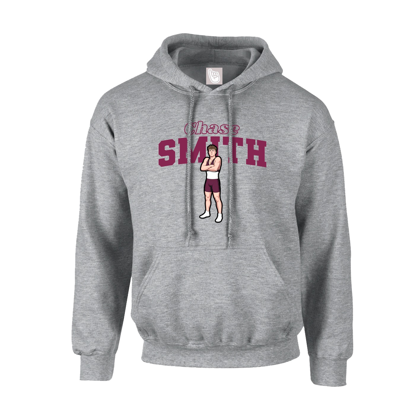 Youth Hoodie — Name Arch in Grey